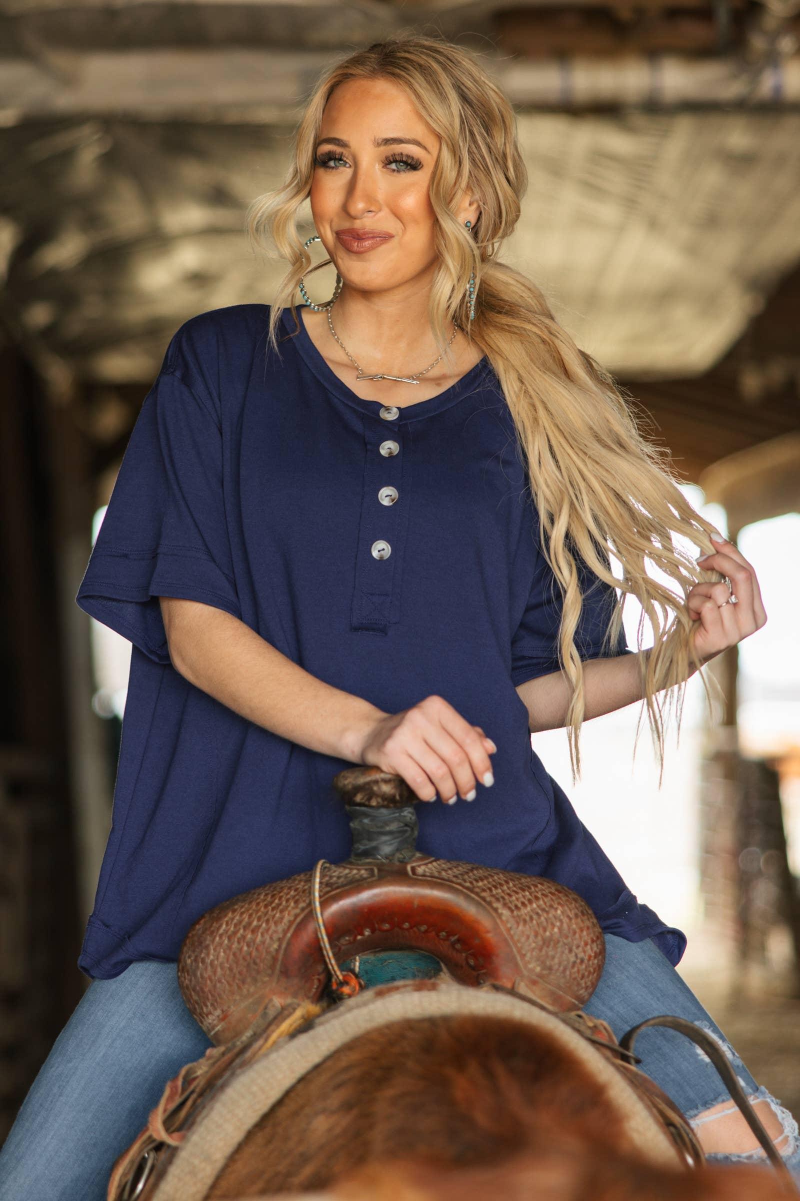 Front Button Detail Terry Cloth Top: KELLY GREEN Product Image