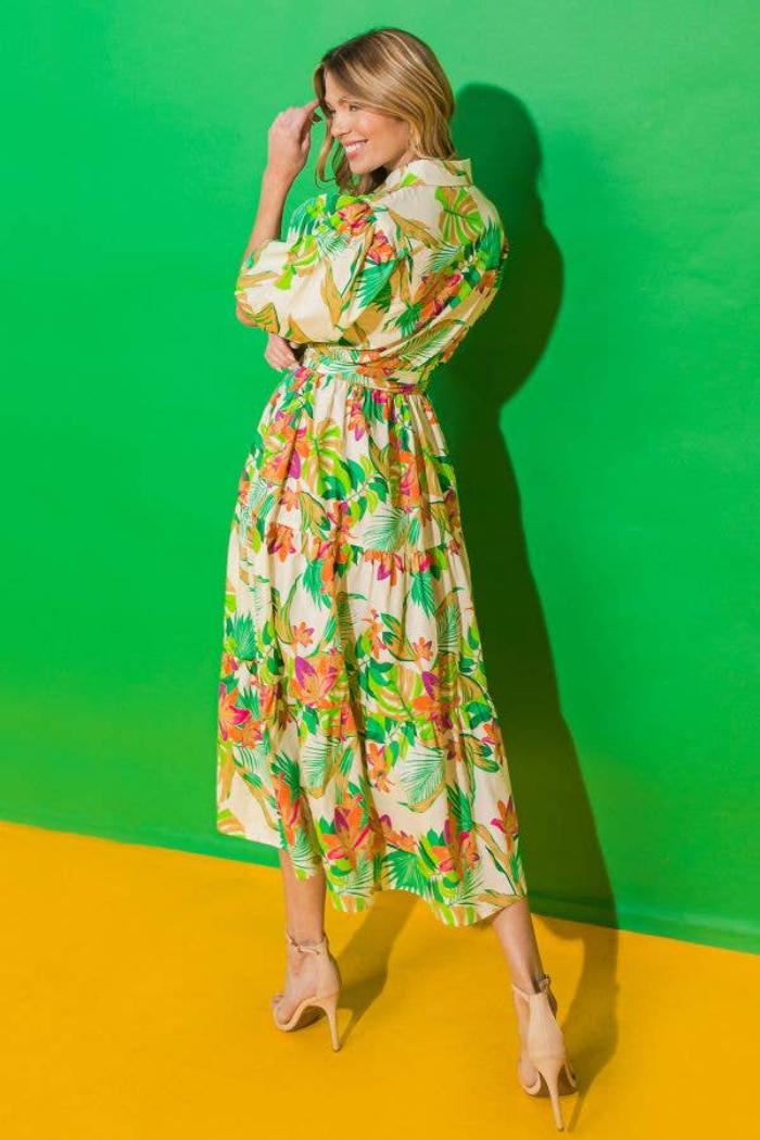 Floral Poplin Midi Shirt Dress Product Image