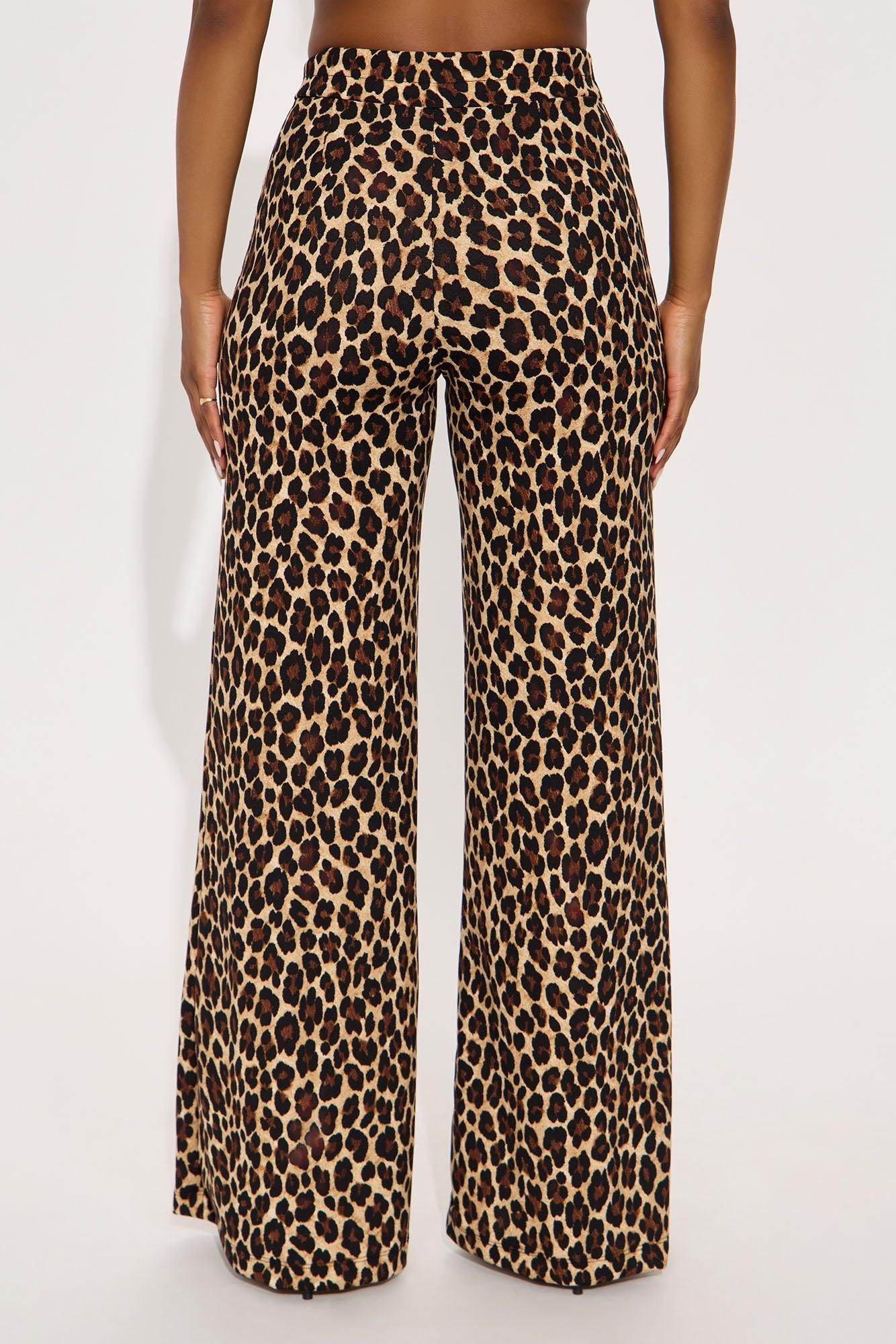 On The Hunt Wide Leg Leopard Trouser Pant - Leopard Female Product Image
