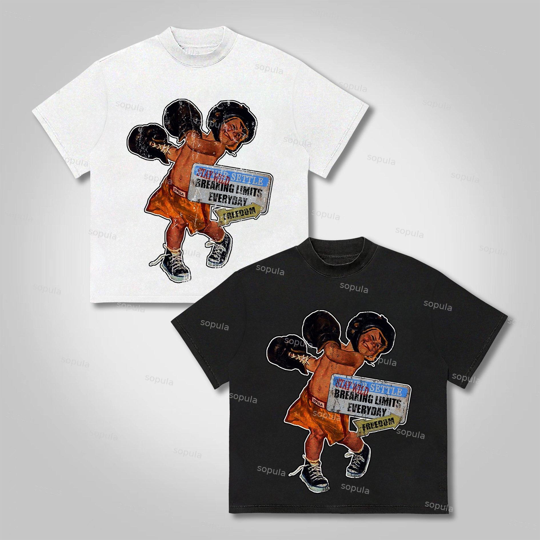 Sopula Boxer Graphic Freedom Print Cotton T-Shirt Product Image