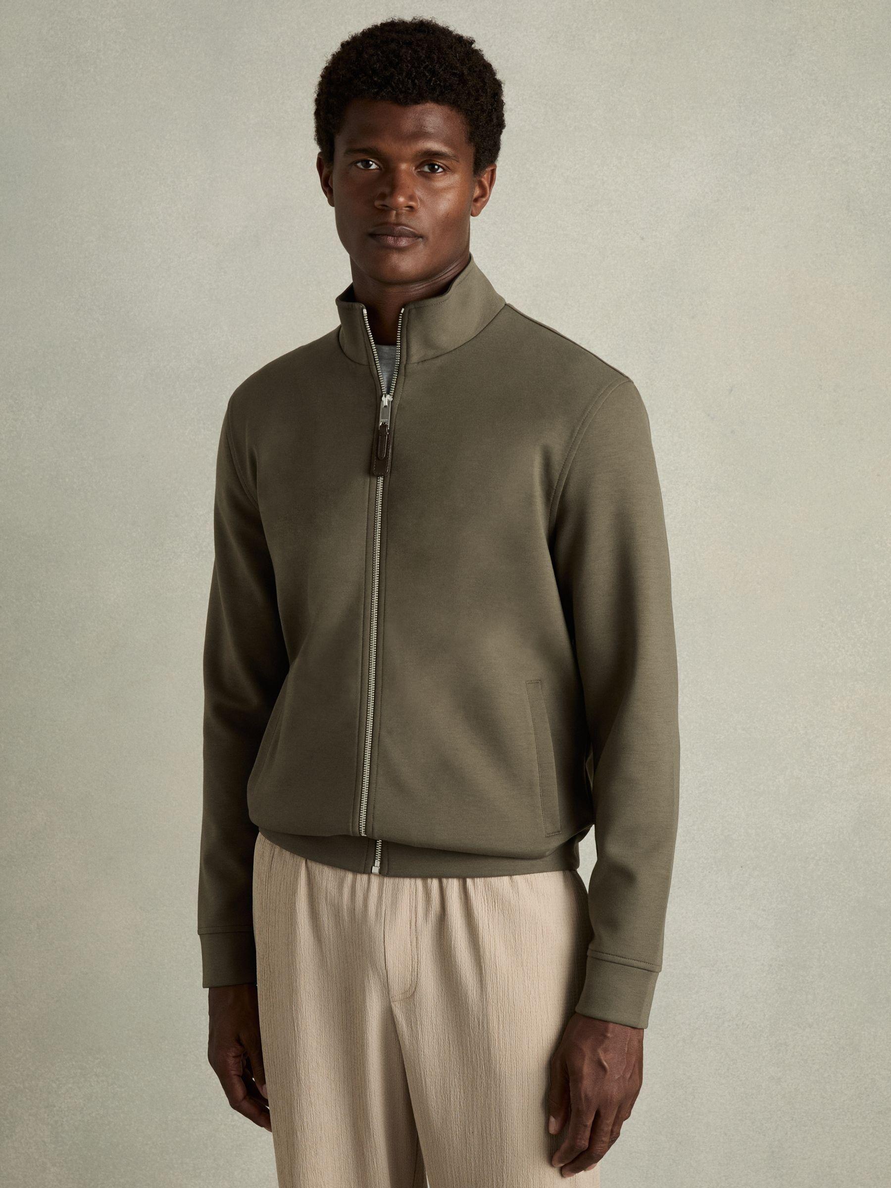 Zipped Interlock-Jersey Jacket in Sage Green Product Image