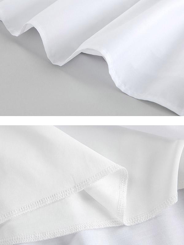 A-Line Loose Pleated Ruffled Solid Color Split-Joint Round-Neck Mini Dresses Shirt Dress Product Image