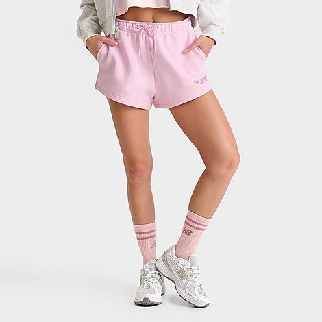 Womens New Balance Logo Fleece Shorts Product Image