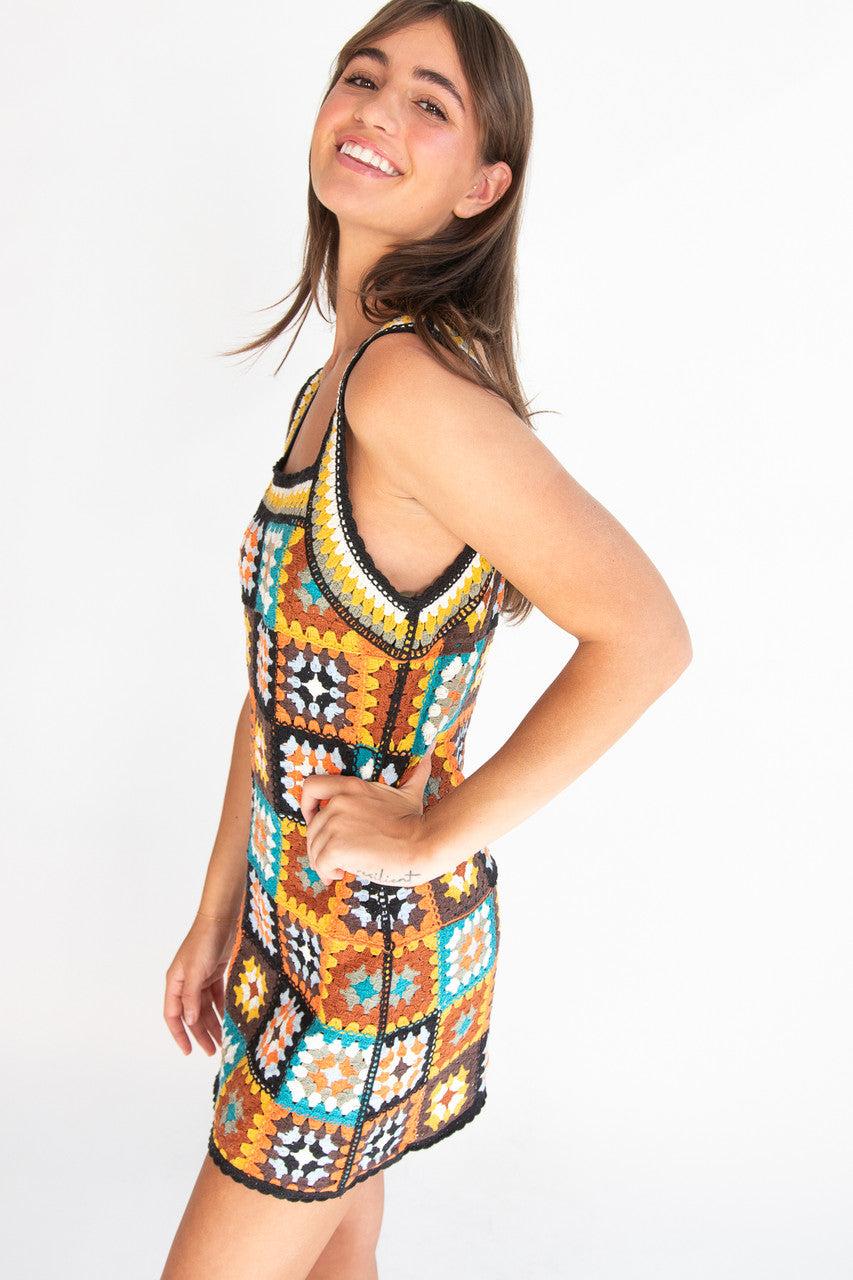 Crochet Granny Square Mini Dress Product Image