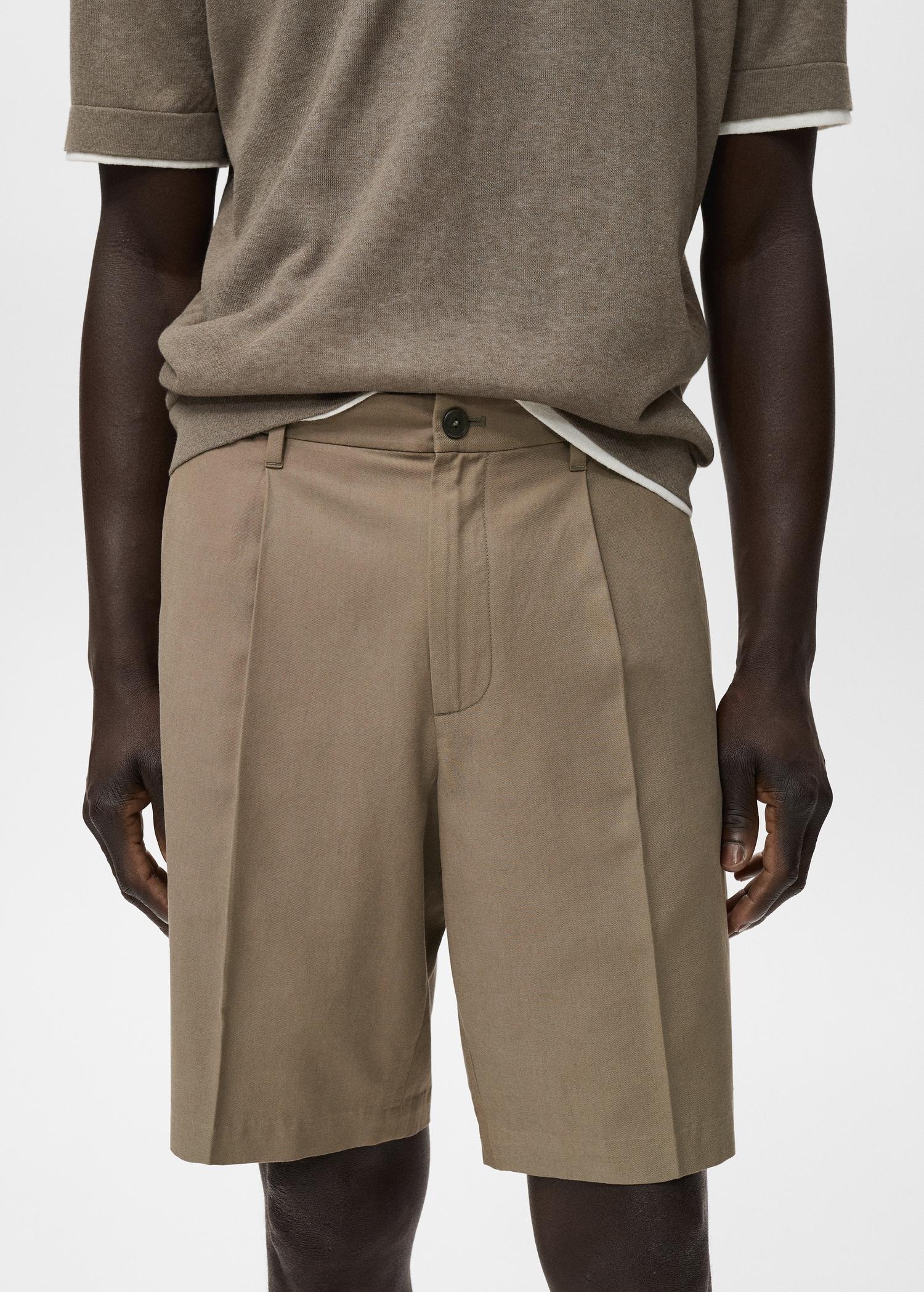 100% linen bermuda shorts - Men | MANGO USA Product Image