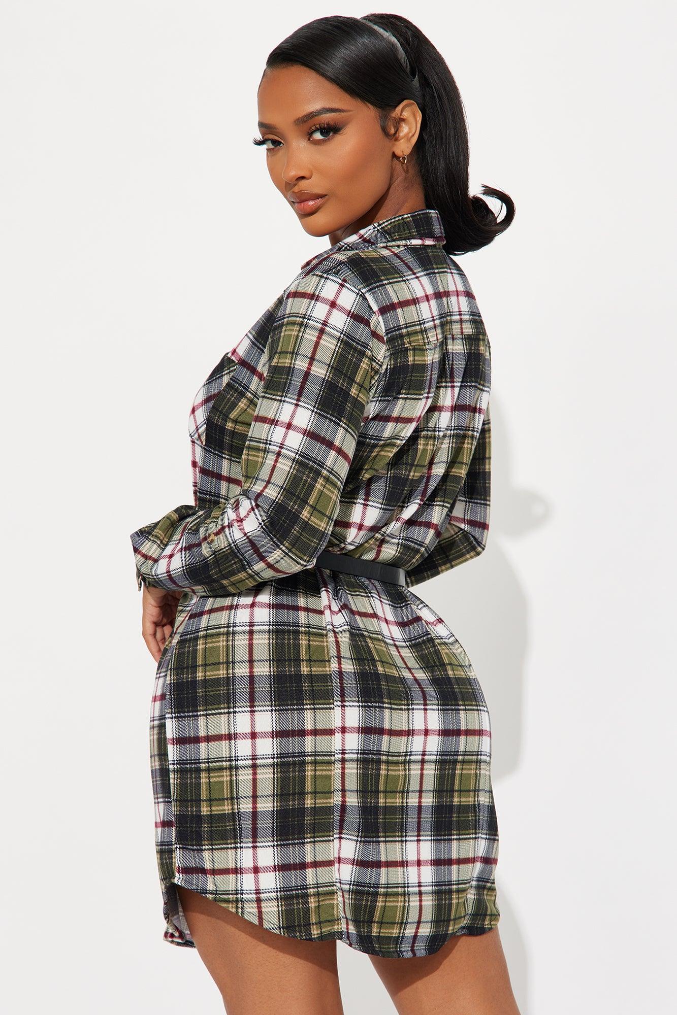 New Heights Belted Mini Dress - Olive/combo Product Image