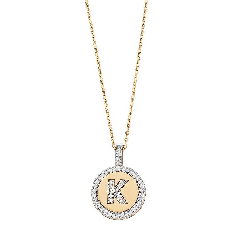 14k Gold Over Silver Cubic Zirconia Initial Pendant Necklace, Women's, Size: 18" Product Image