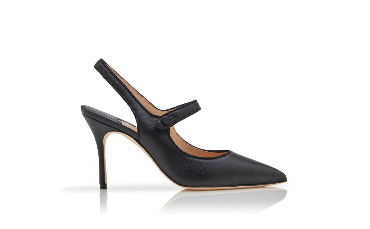 CAMPARISLI Black Nappa Leather Pointed Toe Slingback Pumps Product Image