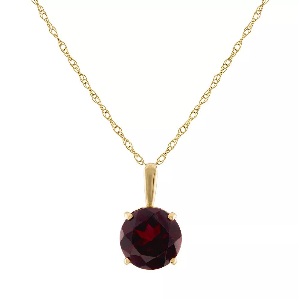 Designs by Gioelli 10k Gold Gemstone Solitaire Pendant Necklace, Women's, Size: 18", Red Product Image
