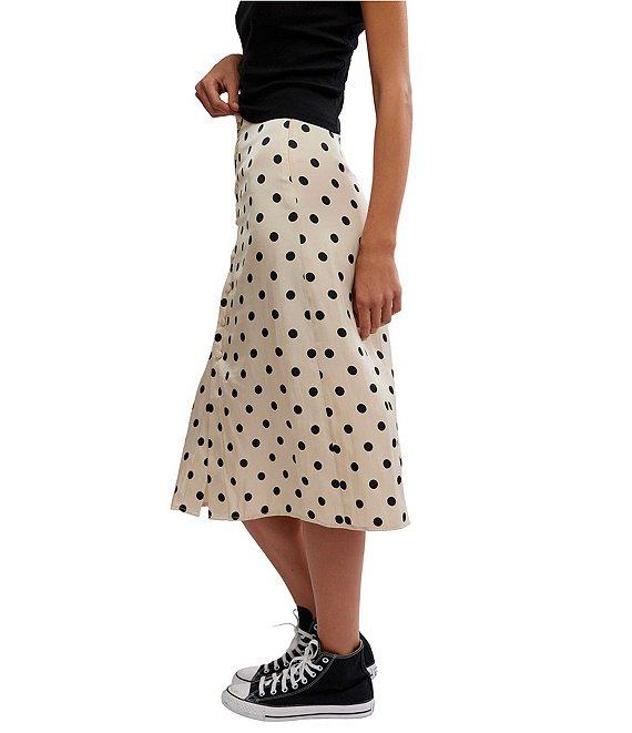 Free People Analise Polka Dot Print High Rise Button Front Midi Skirt Product Image