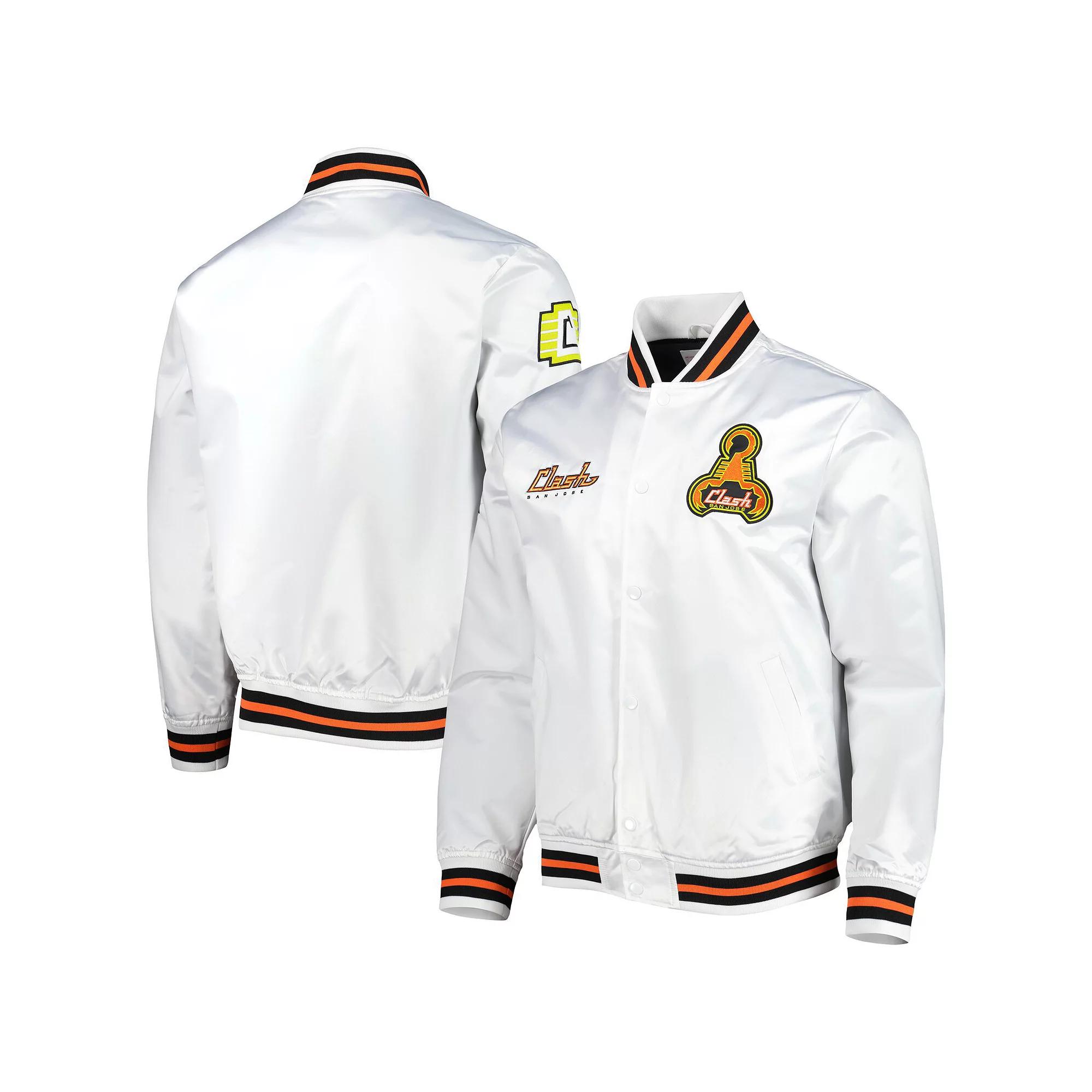 Men's Mitchell & Ness  White San Jose Earthquakes City Full-Snap Satin Jacket, Size: XL, Sje White Product Image