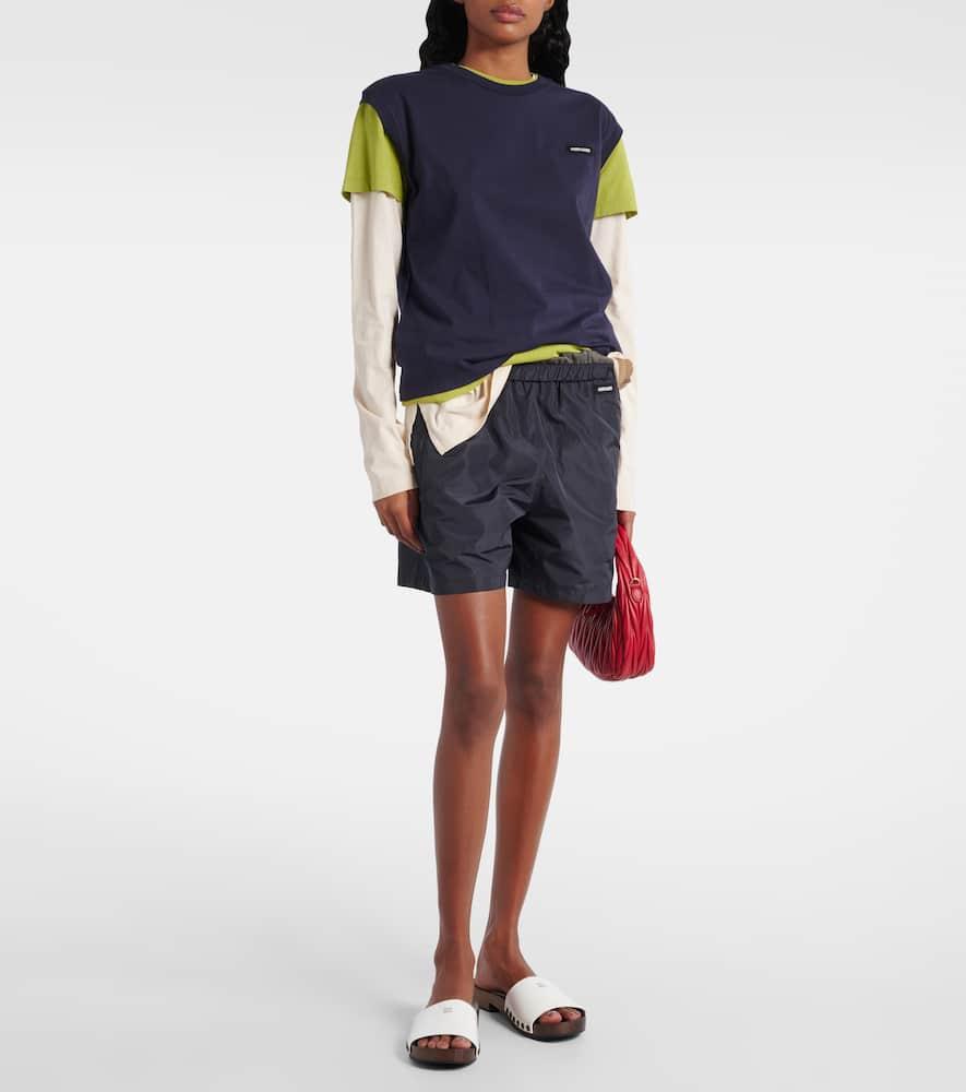 MIU MIU Wood Sole Flat Sandals With Studded Side In White Product Image