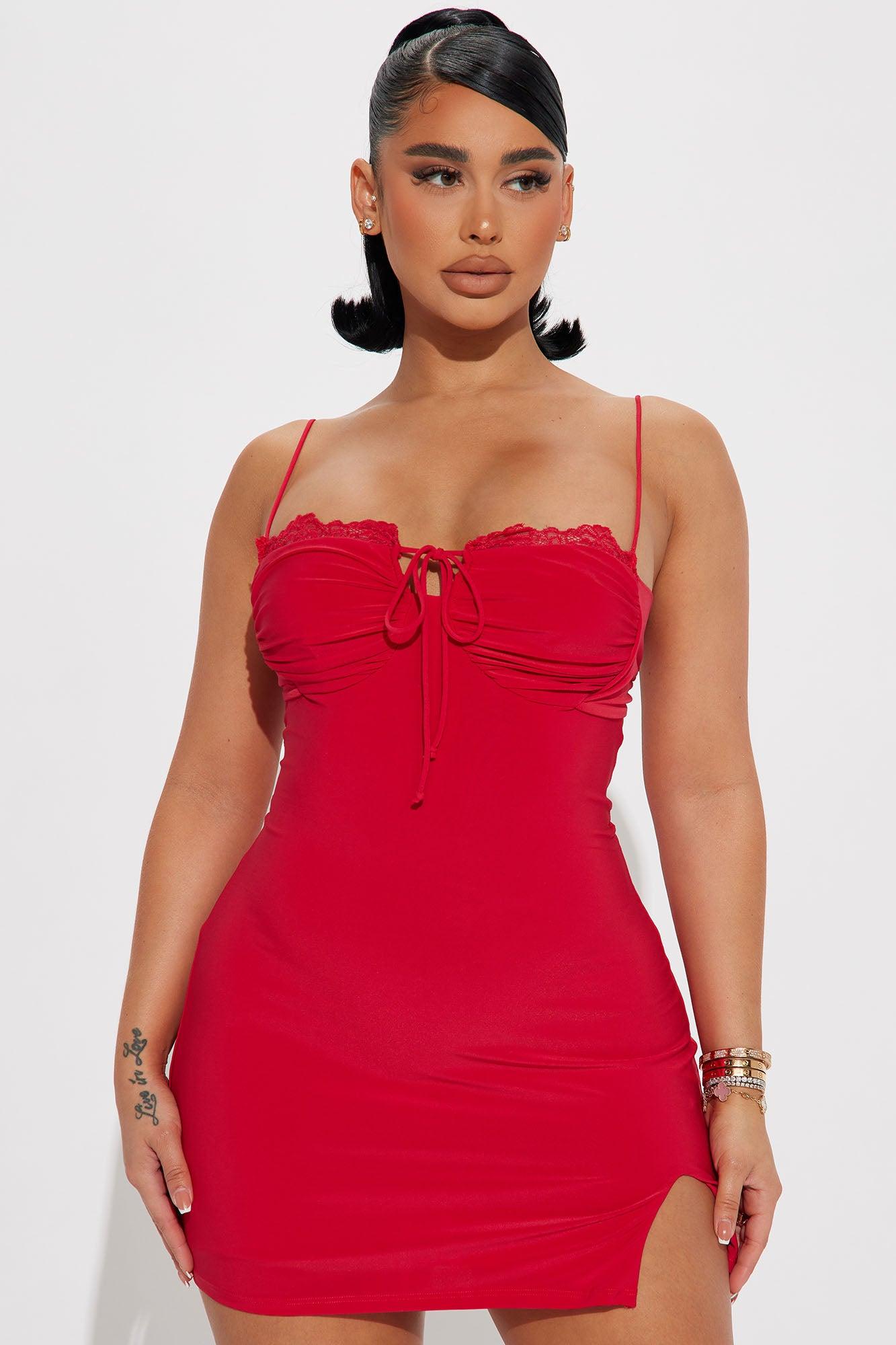 Alicia Ruched Mini Dress - Red Product Image