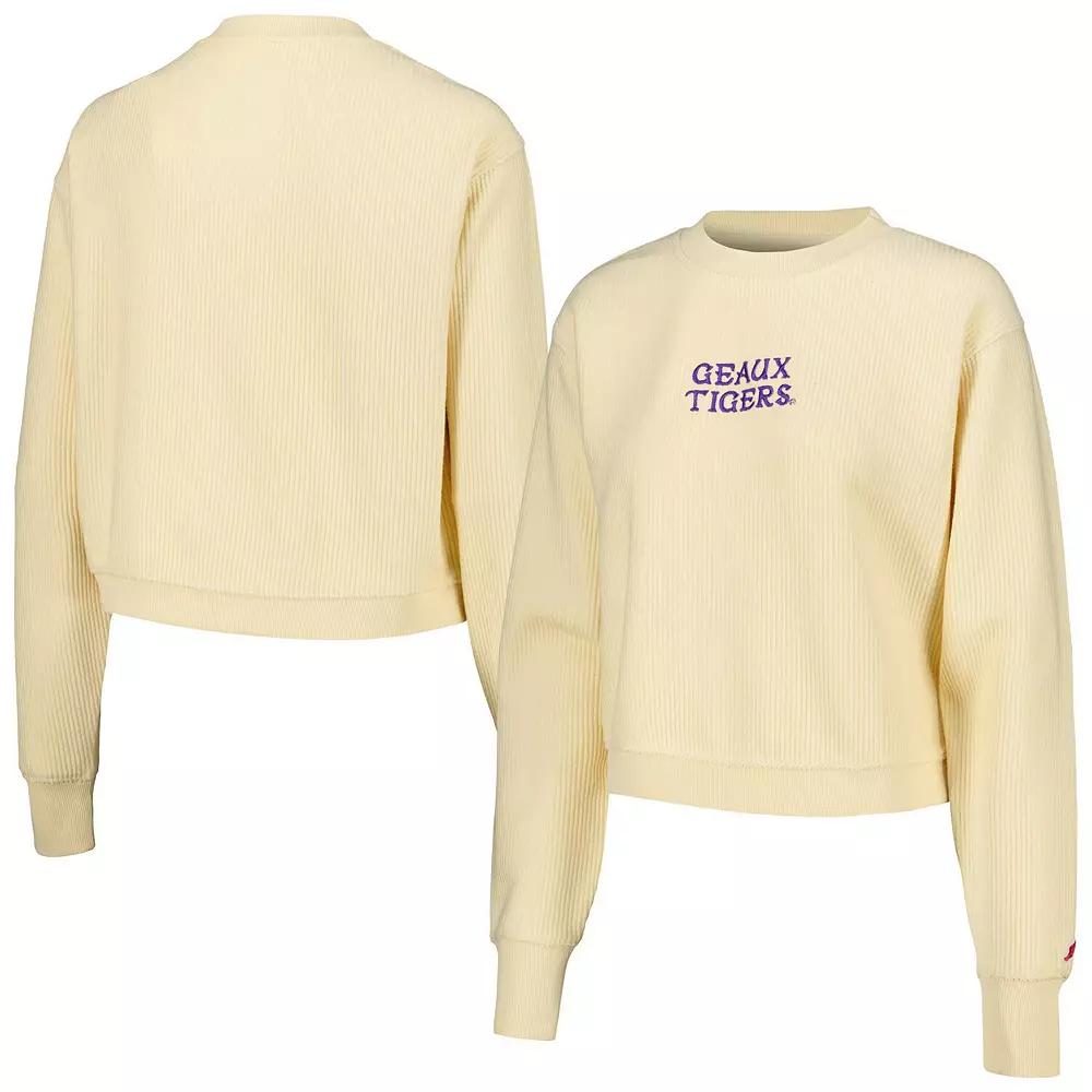 Women's League Collegiate Wear Cream LSU Tigers Timber Cropped Pullover Sweatshirt,  Product Image
