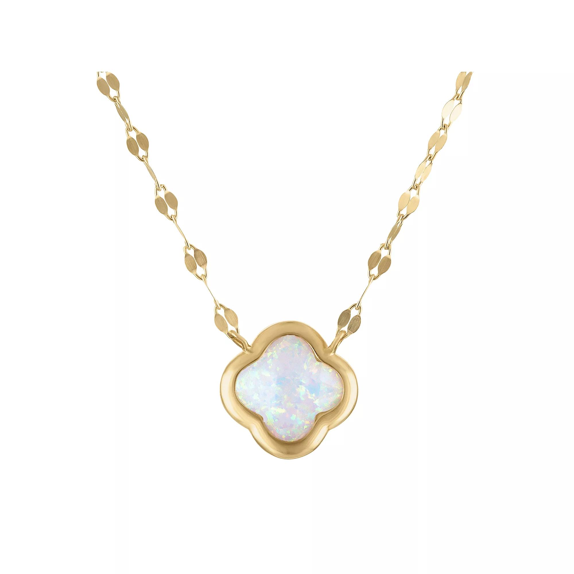 Tiara 10k Gold Gemstone Clover Pendant Necklace, Women's, Size: 18", Created White Product Image