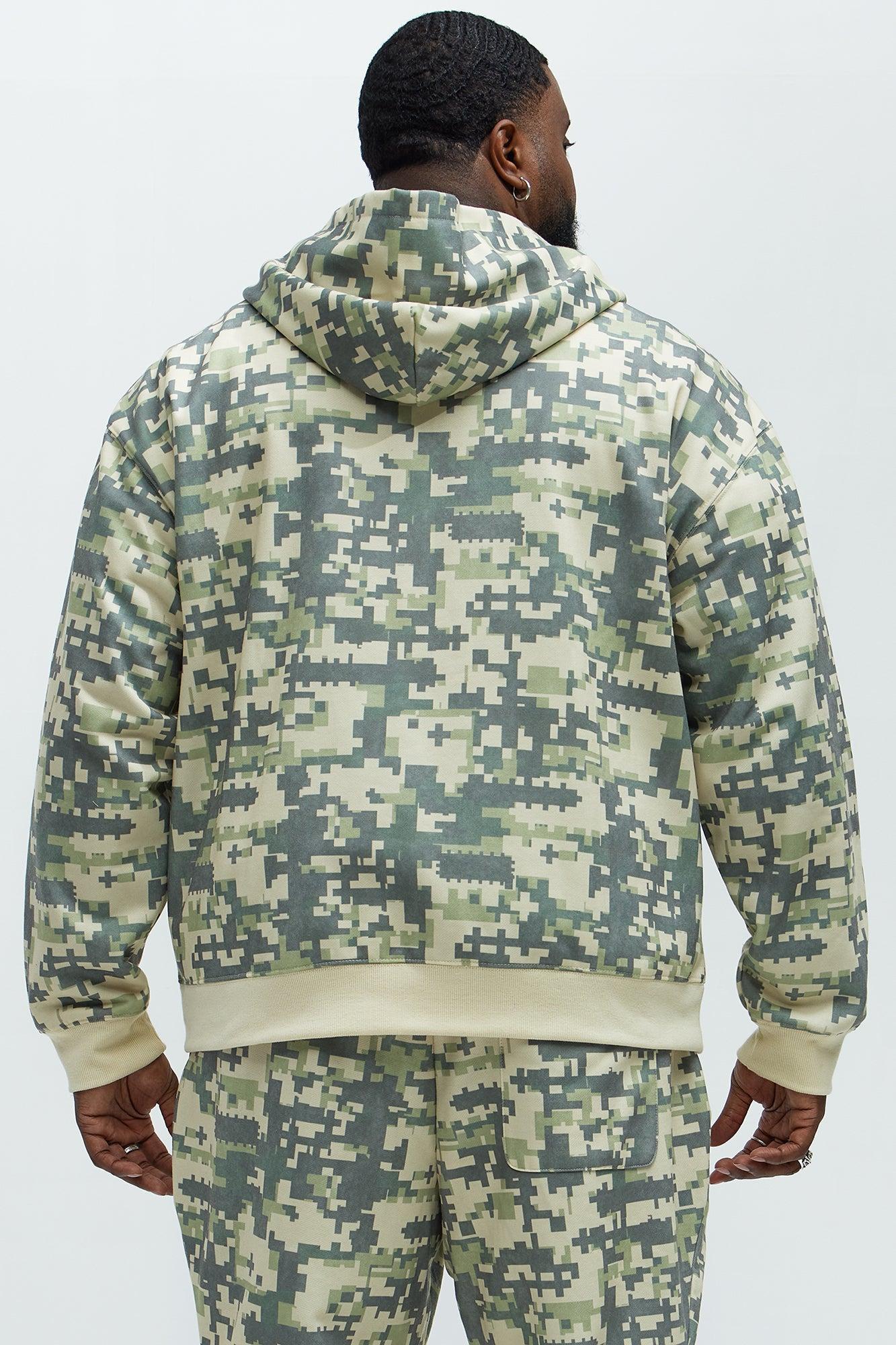 Digi Camo Oversized Zip Up Hoodie - Green/combo Product Image