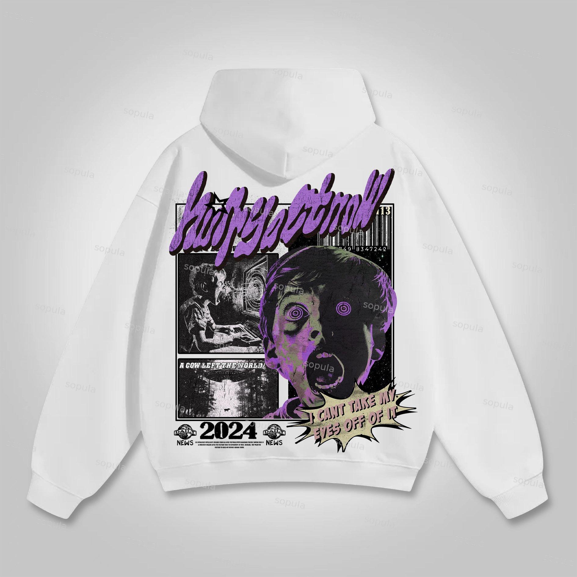 Angel Cross Graffiti Graphic Hoodie Product Image