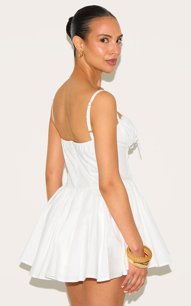 Petite White Lace Corset Detail Shift Mini Dress Product Image