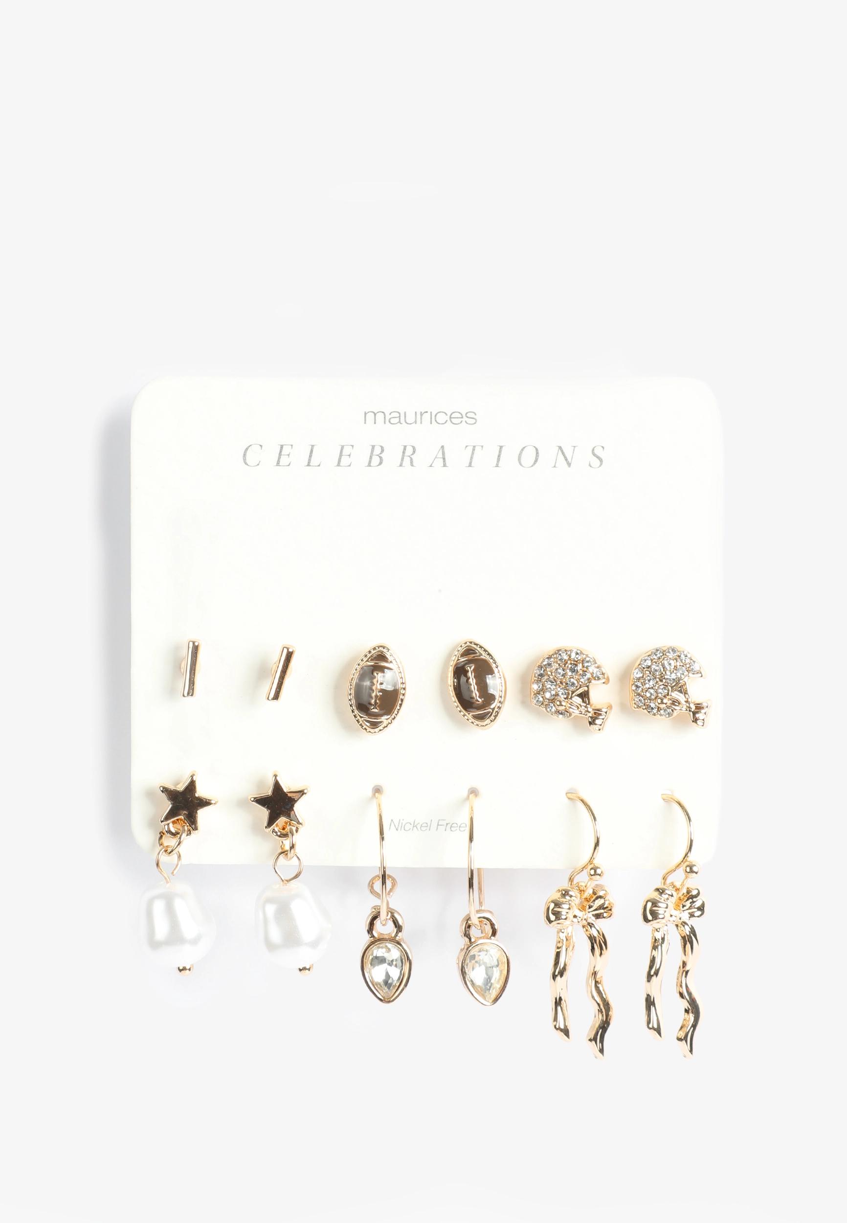 6 Pack Gold Game Day Earring Set Product Image