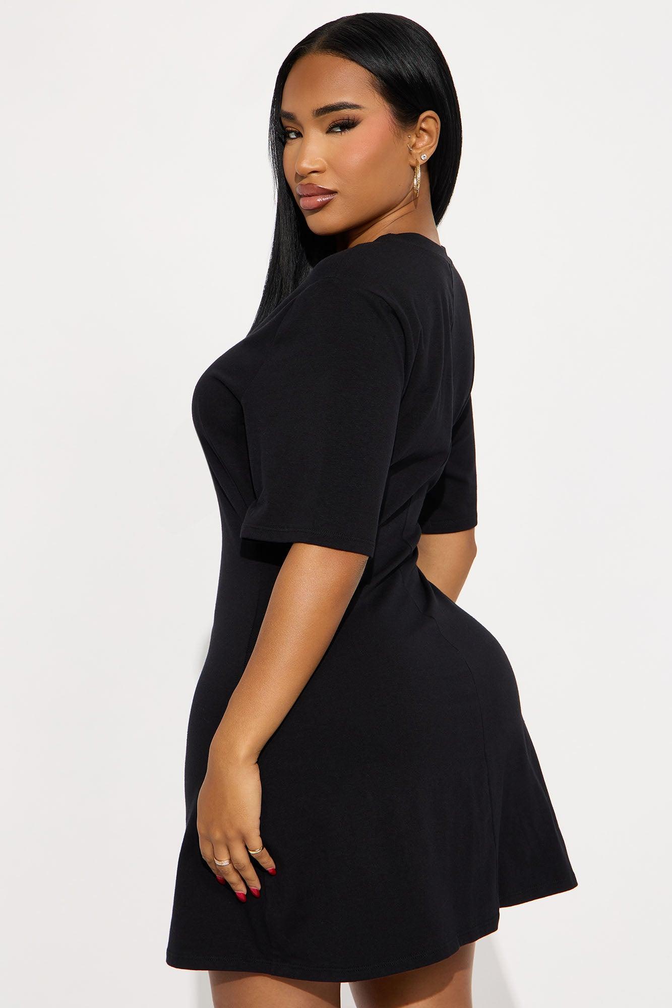 Jaycee Short Sleeve T Shirt Mini Dress - Black Female Product Image