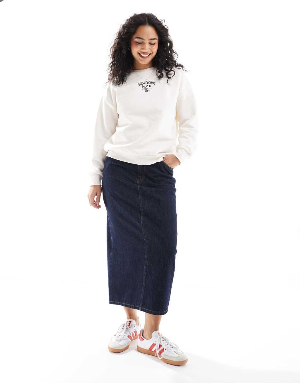 Brave Soul long sleeve sweatshirt in cream Product Image