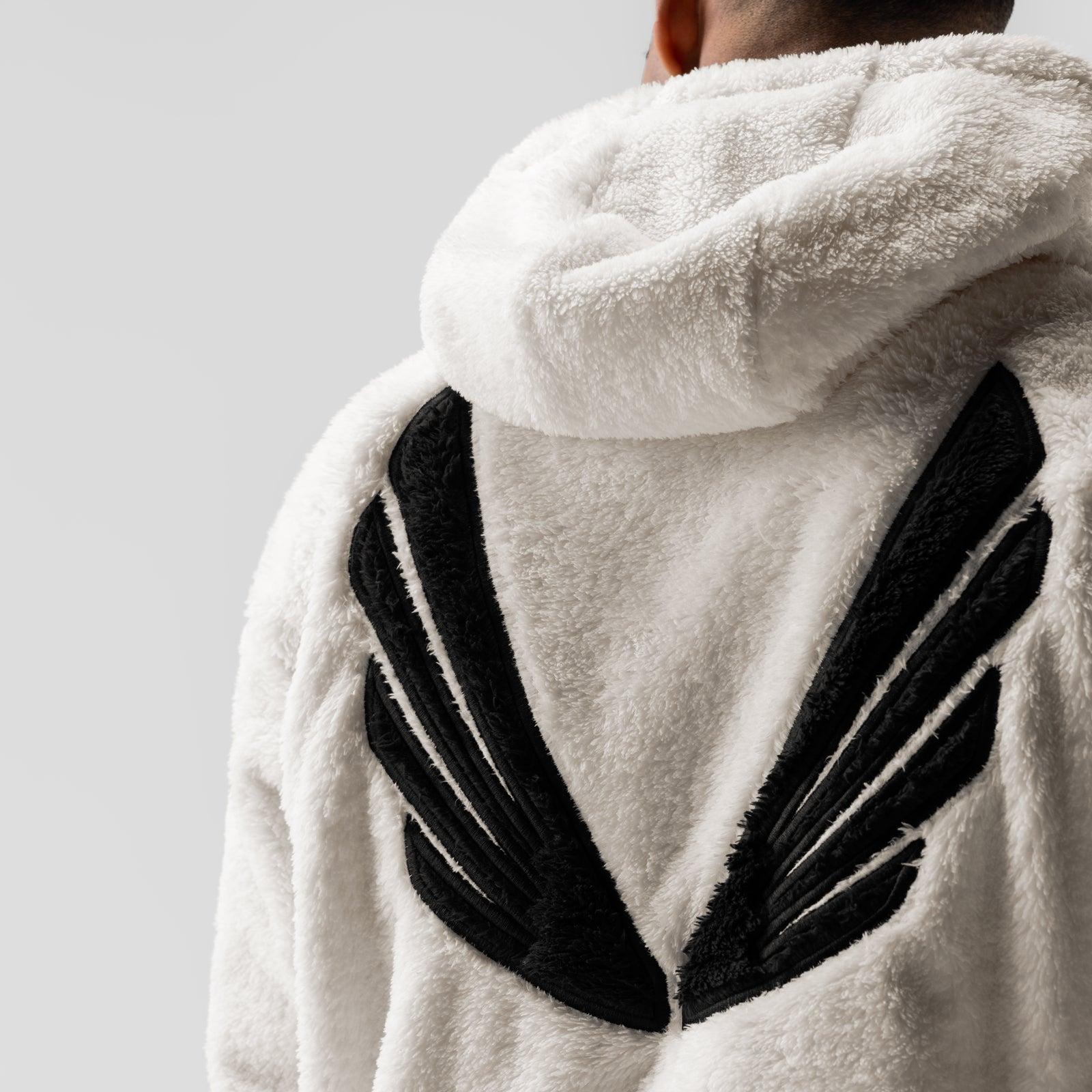 0553. Sherpa Recovery Hoodie - Ivory Cream/Black "Wings" Product Image