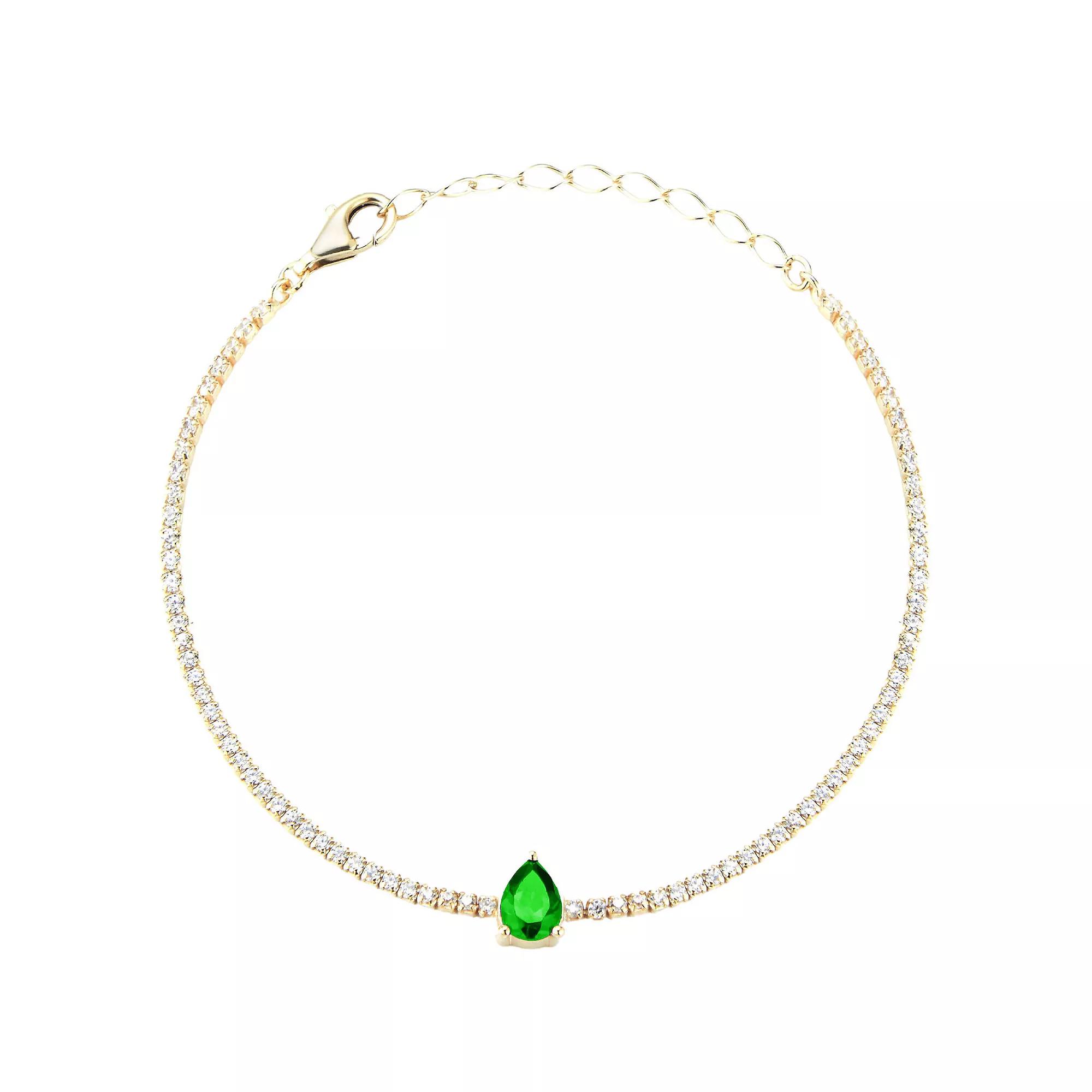 Sunkissed Sterling 14k Gold Over Silver Cubic Zirconia Tennis Bracelet, Women's, Size: 7", Gold Tone Yellow Product Image