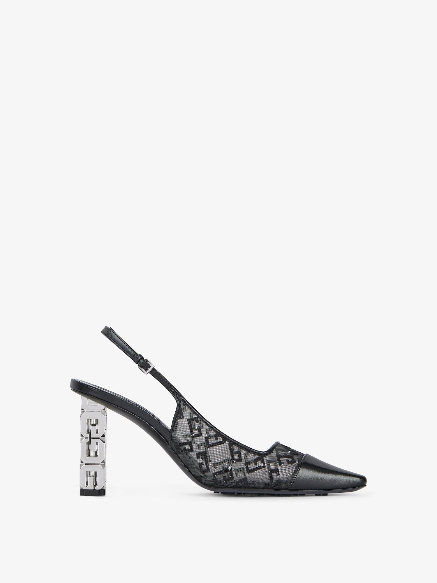 G Cube slingbacks in monogram 72 mesh with lurex Product Image