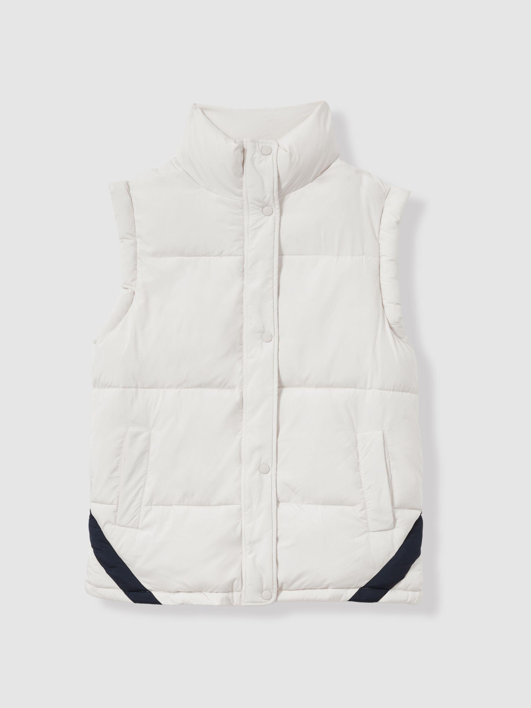 The Upside Contrast-Panel Puffer Gilet in Off White/Multi Product Image