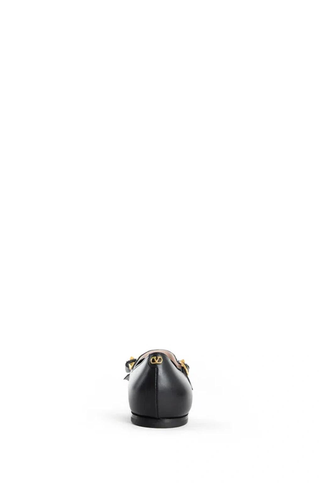 VALENTINO GARAVANI Mary-jane Bowow Ballerina In Kidskin With Studs Woman Black 35 In Multi Product Image