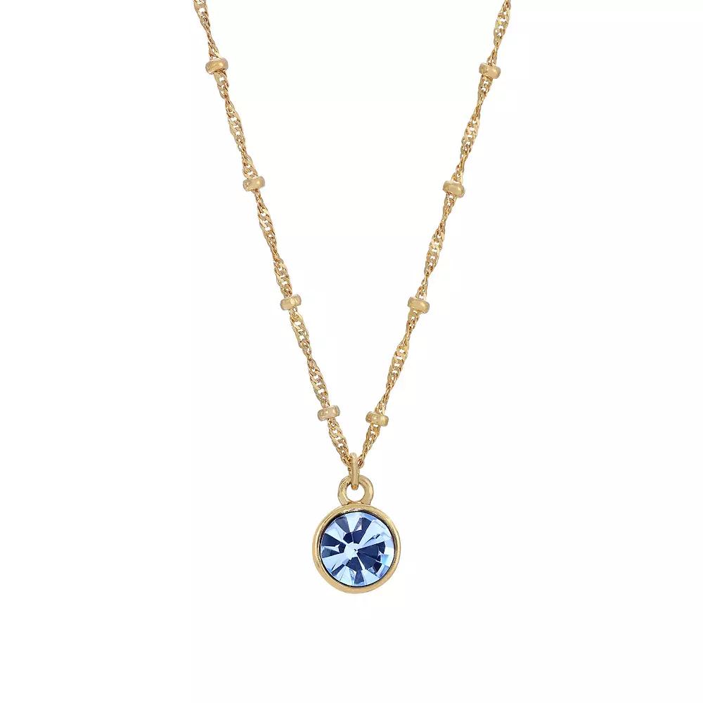 1928 Round Crystal Pendant Necklace, Womens, Blue Product Image