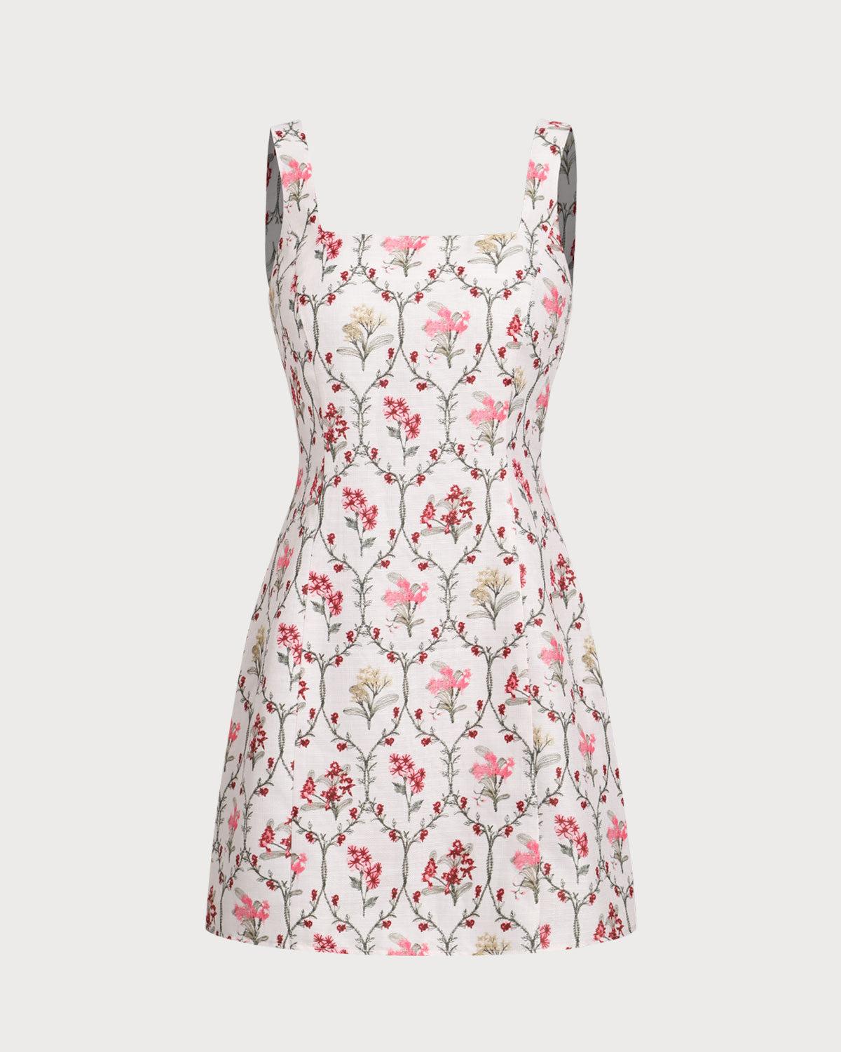Floral Square Neck A-Line Slip Mini Dress Product Image
