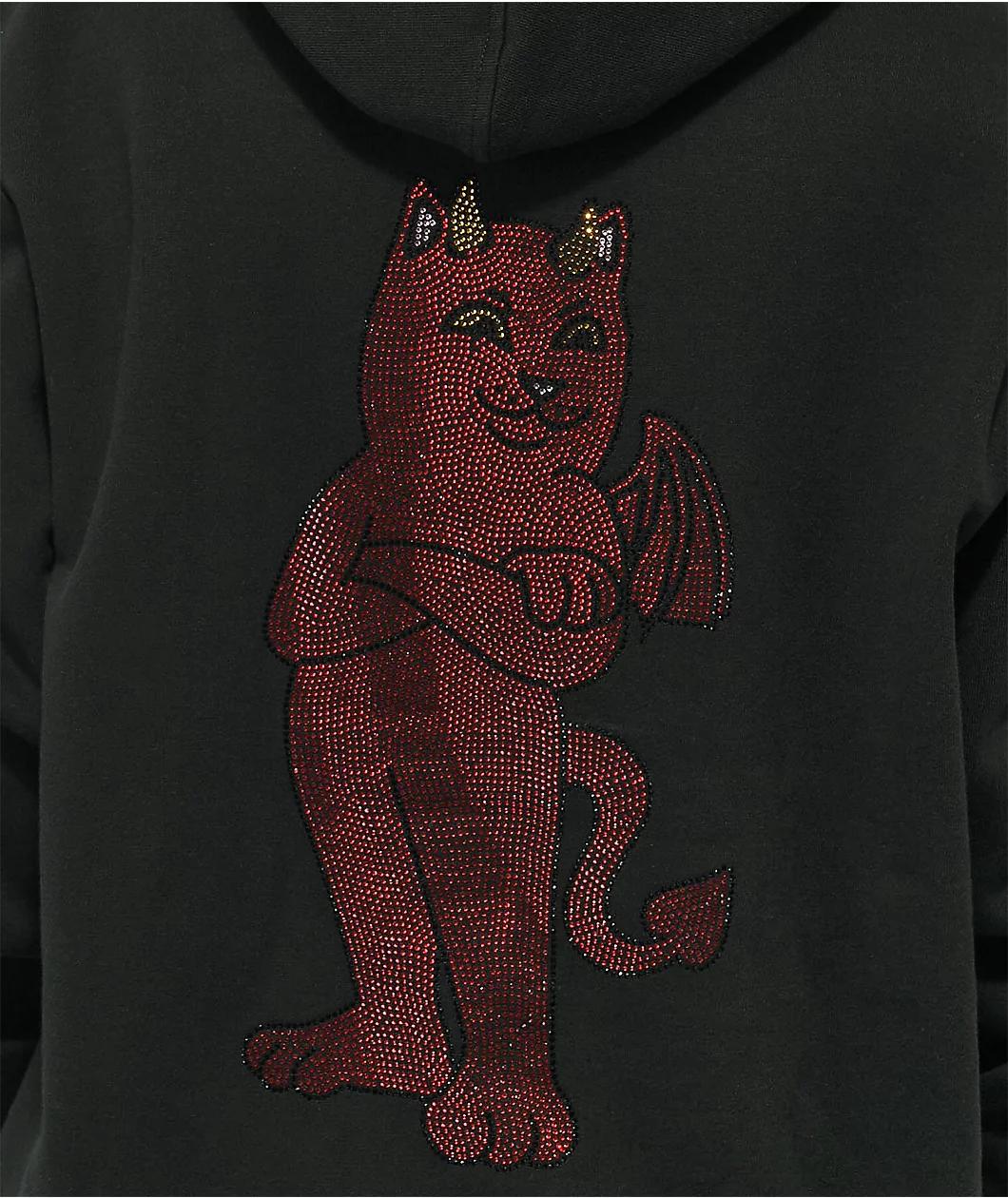 RIPNDIP Sent From Heck Black Rhinestone Hoodie Product Image