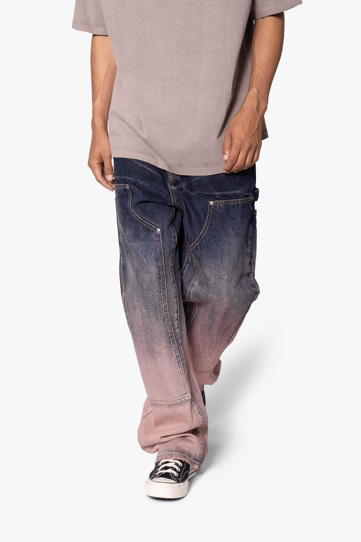 Ultra Baggy Gradient Double Knee Denim - Blue/Pink Product Image