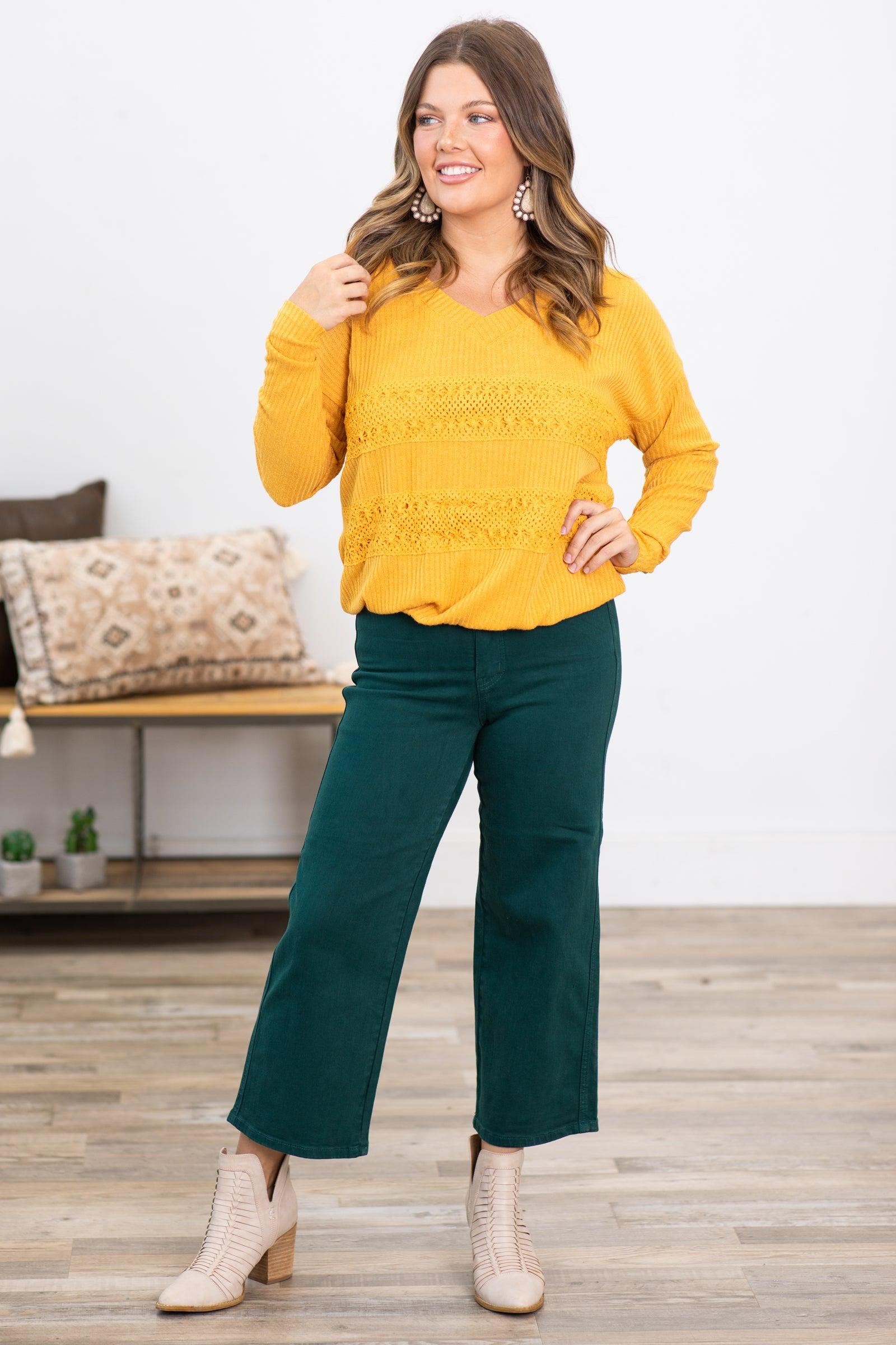 Golden Yellow Lace Inset Detail Top Product Image