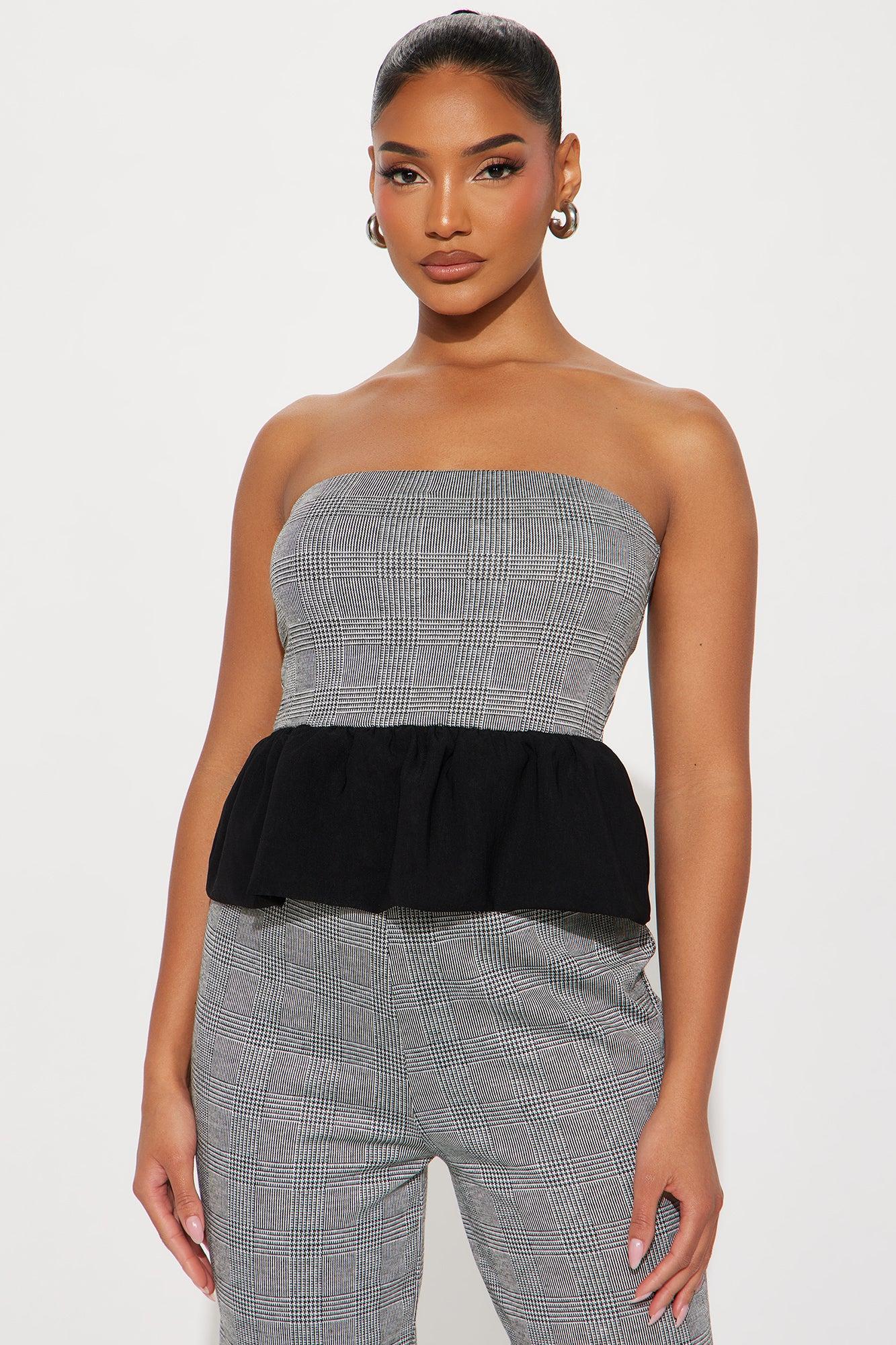 Penny Peplum Pant Set  - Grey/combo Product Image