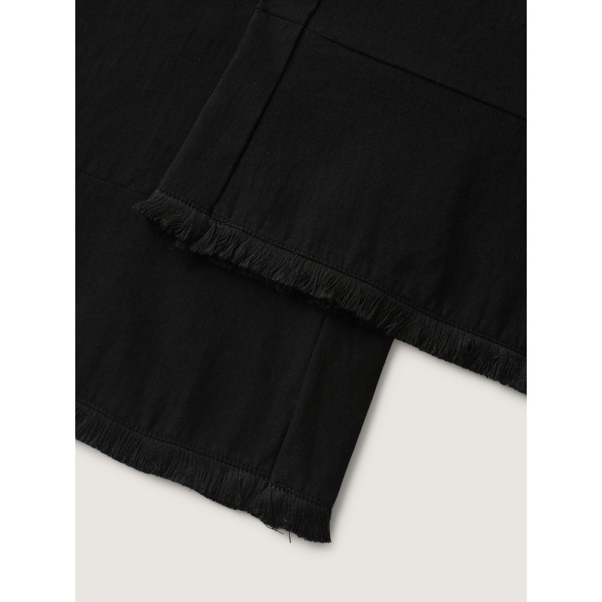 Plus Size Cotton Floral Embroidered Pockets Ribbed Hem Pants Women Black Boho Loose Mid Rise Vacation Pants BloomChic 28/5X Product Image