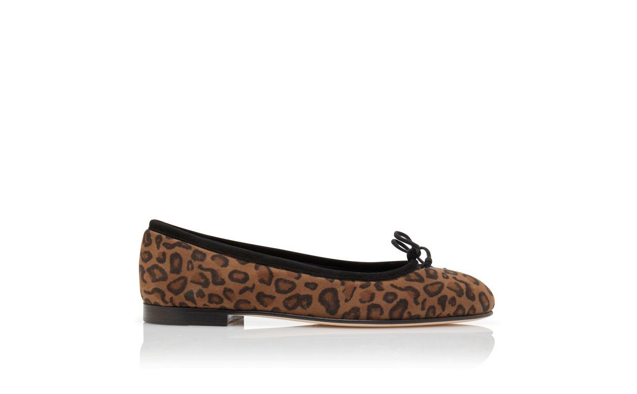 VERALLI Brown Suede Animal Print Ballerina Flats   Product Image