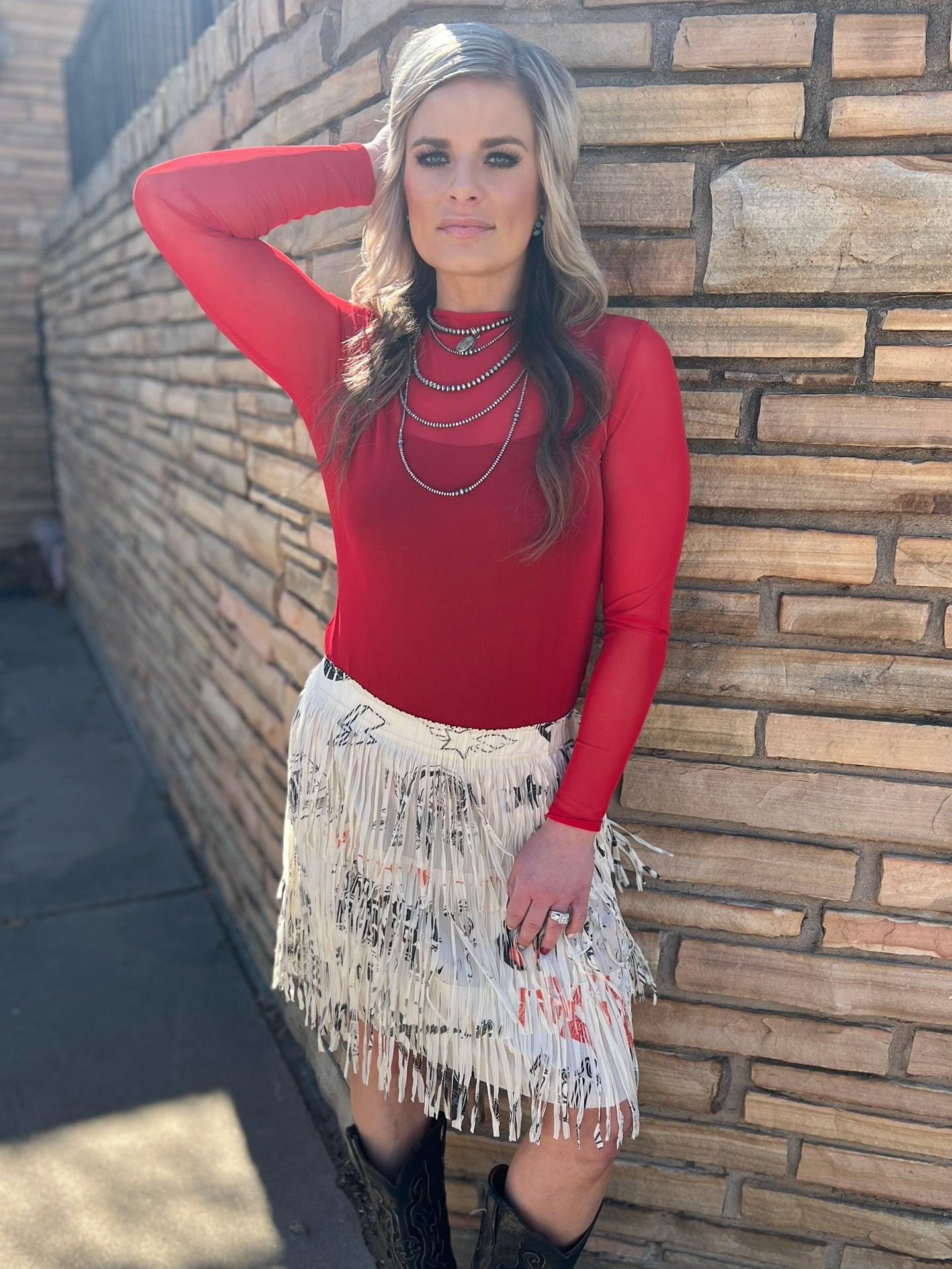 Origami Rock N Roll Lightweight Fringe Skirt* Product Image