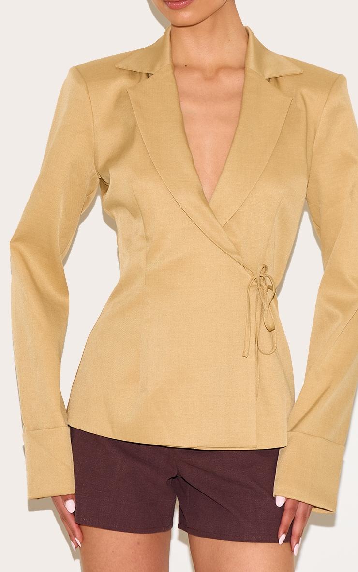 Tall Taupe Super Boxy Tie Side Blazer Product Image