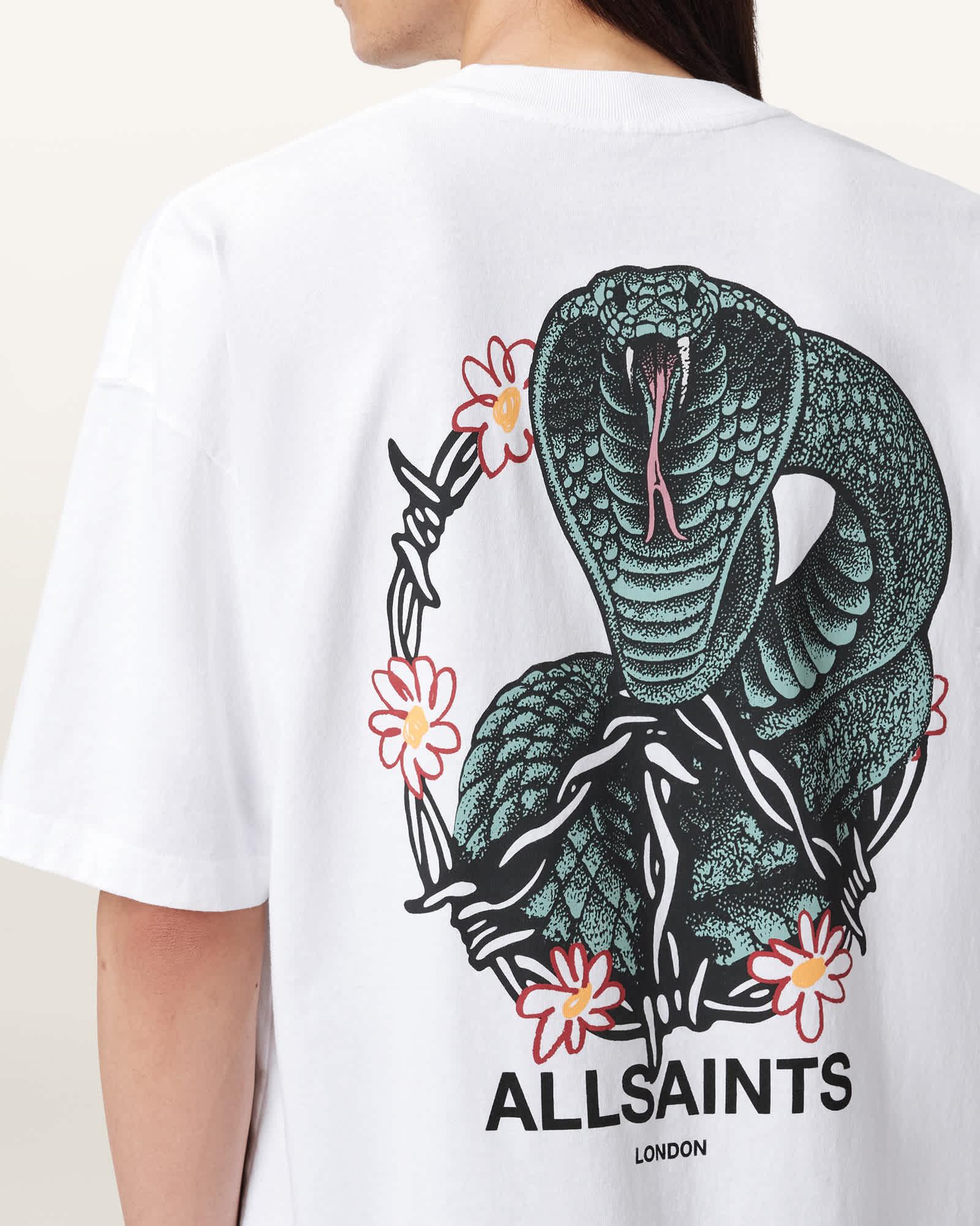 Snakebite Short Sleeve Crew T-Shirt Optic White | ALLSAINTS US Product Image
