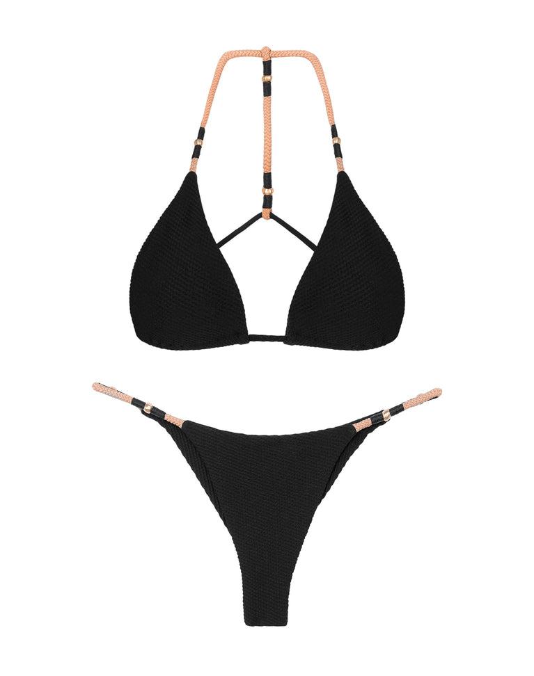 Ribbed Layla T Back Top - Black Product Image