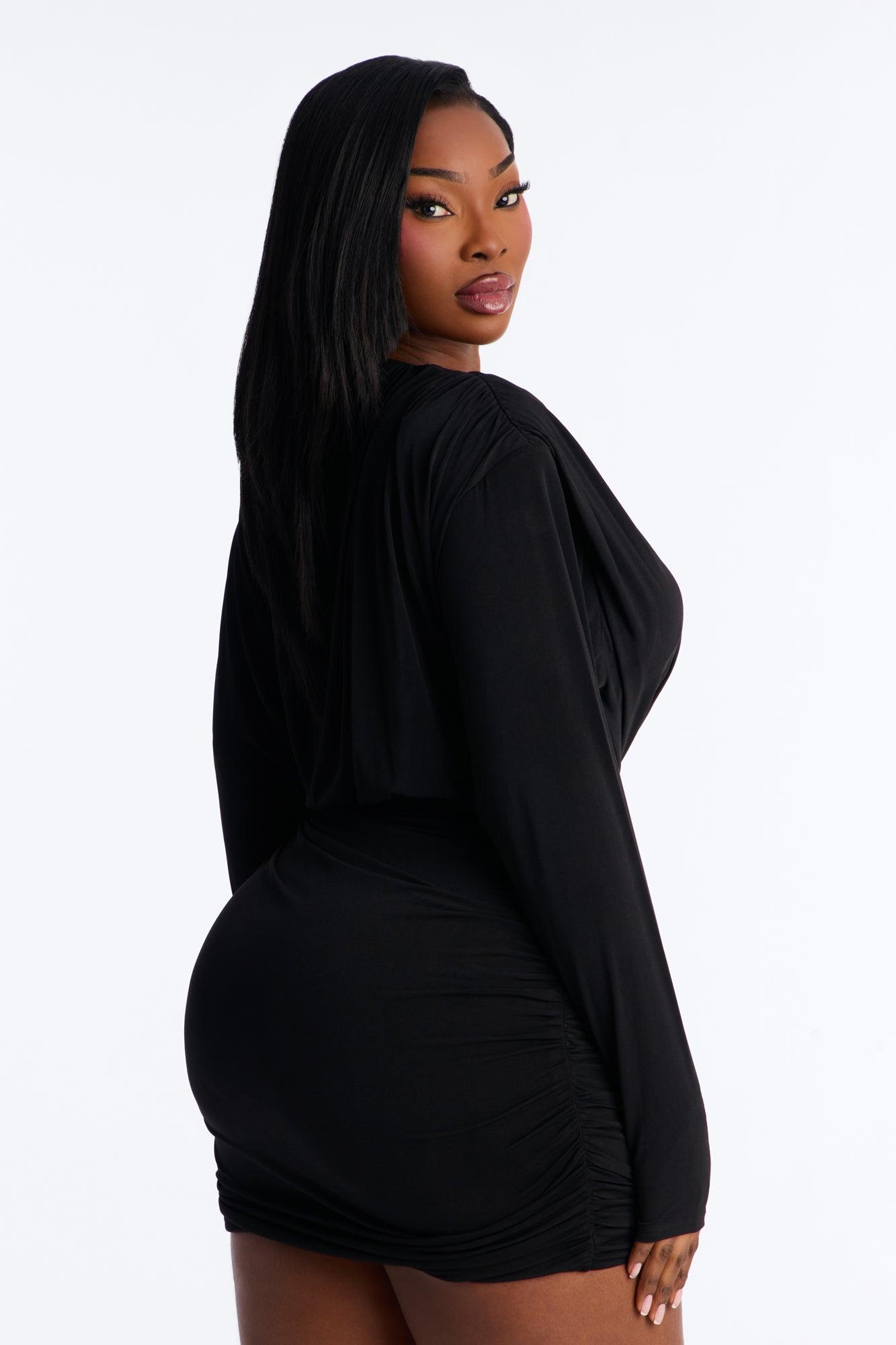 Cupids Sin Long Sleeve Jersey Mini Dress - Black Female Product Image