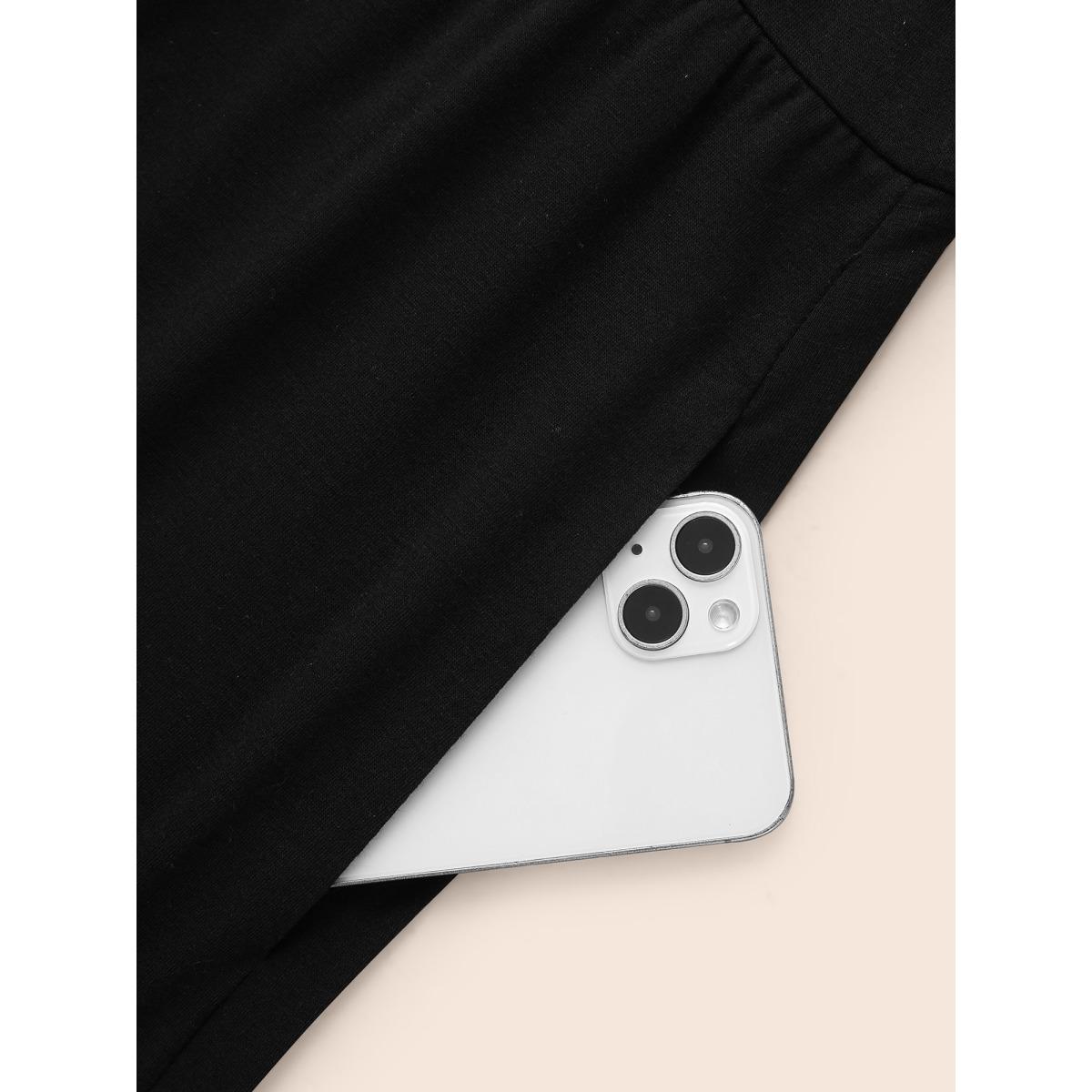 Plus Size Round Neck Bowknot Rhinestone Dress Black Women Playful Rhinestone detailing Round Neck Long Sleeve Curvy BloomChic 30/6X Product Image