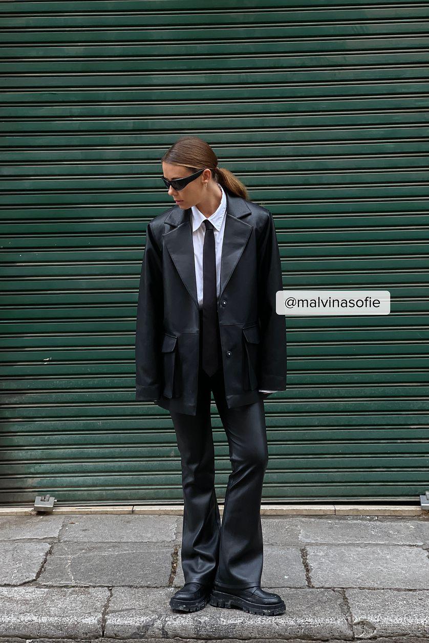 Fitted Flared PU Pants Product Image