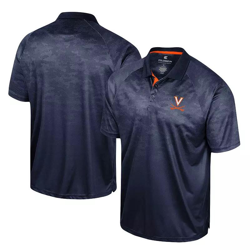 Men's Colosseum Navy Virginia Cavaliers Honeycomb Raglan Polo,  Product Image