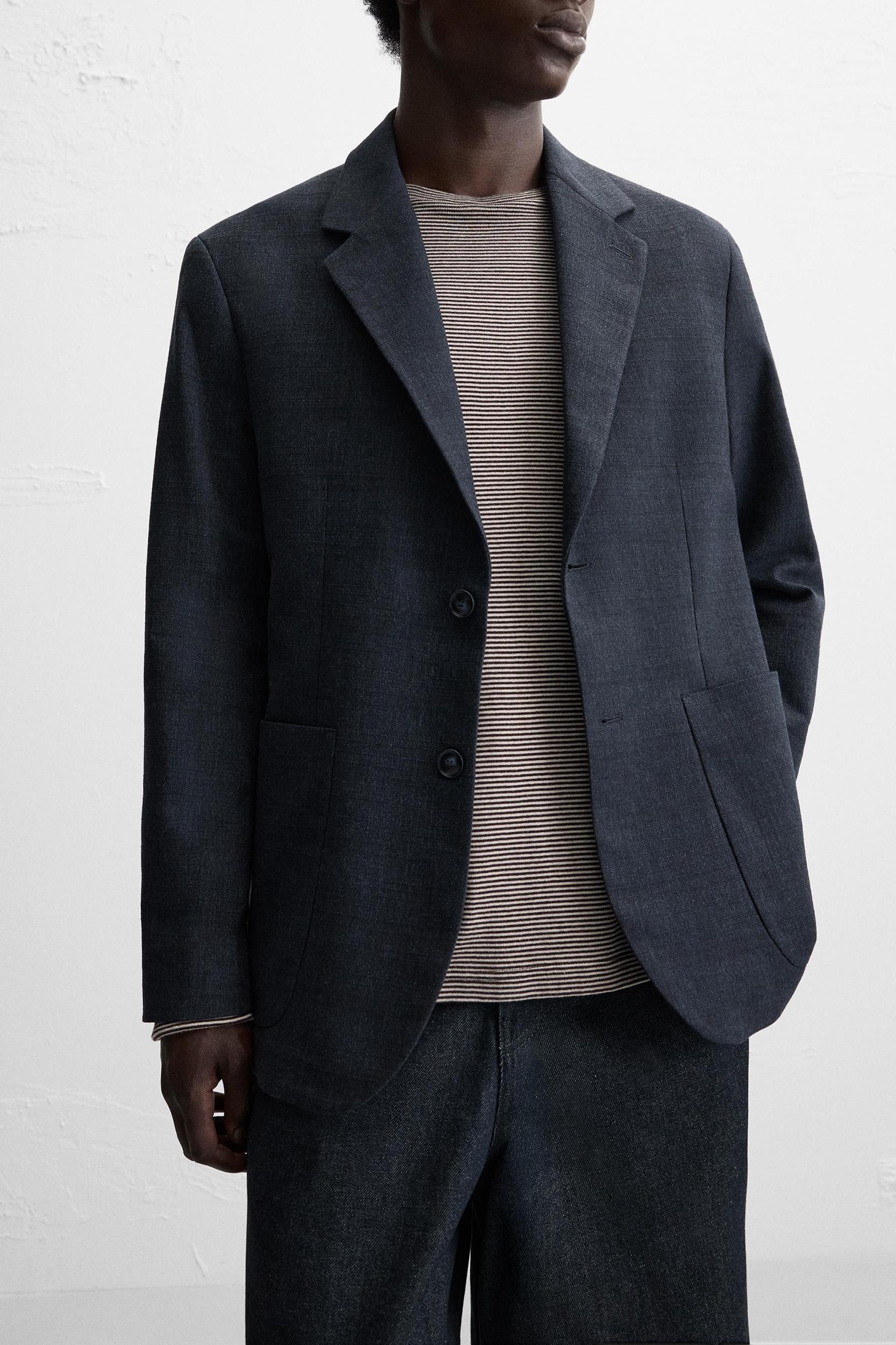 REGULAR FIT TEXTURED BLAZER Product Image