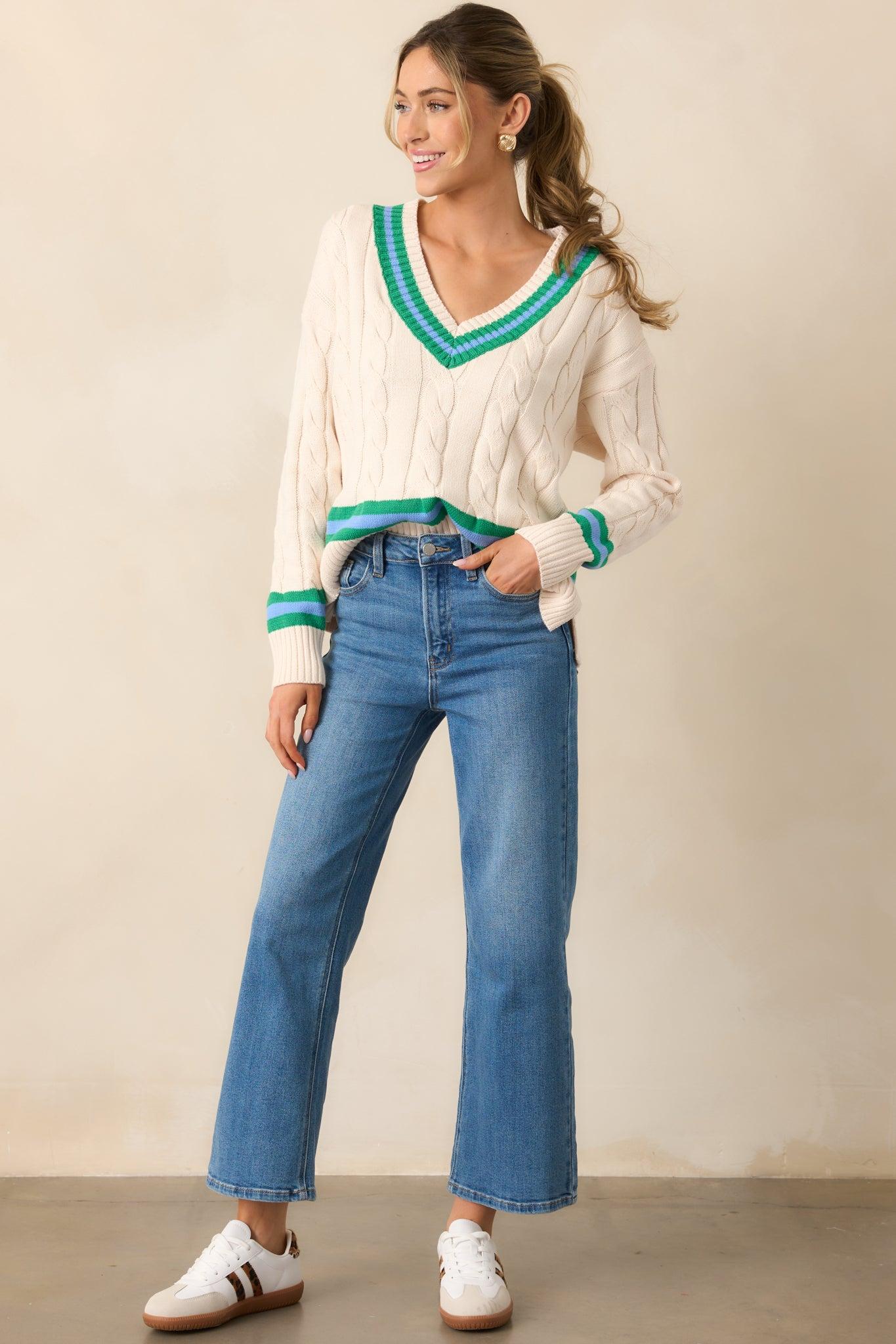 Into The Clouds Medium Wash Cropped Wide Leg Jeans (RESTOCK JAN 2026) Product Image