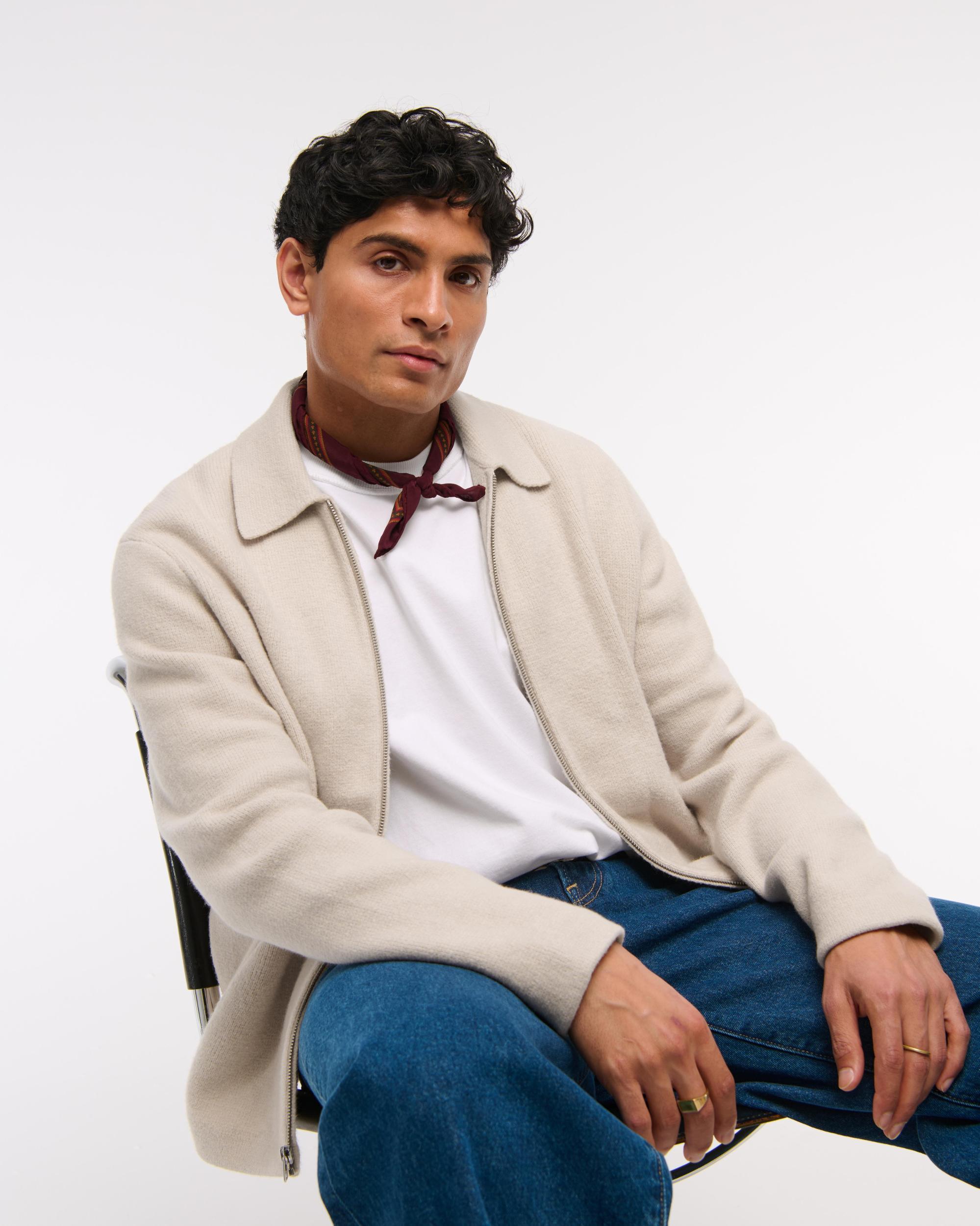 Cropped Sweater Shirt Jacket Product Image