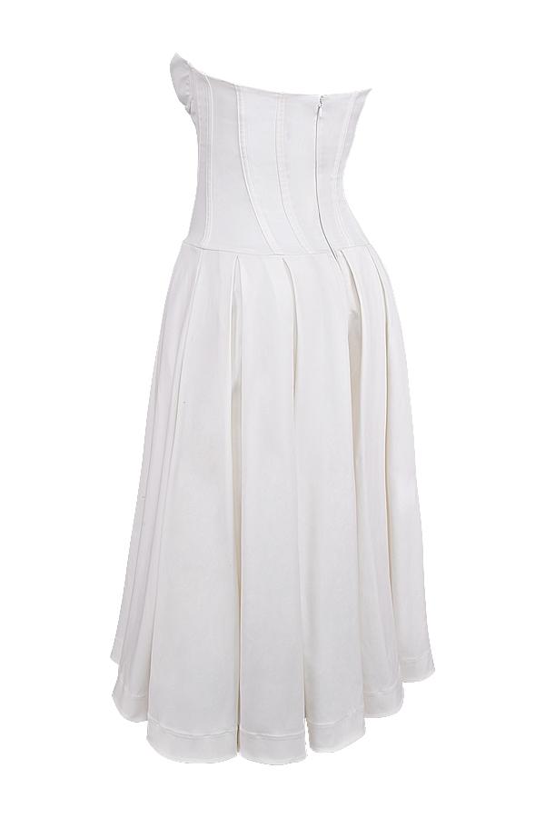 Lady  white strapless midi dress Product Image